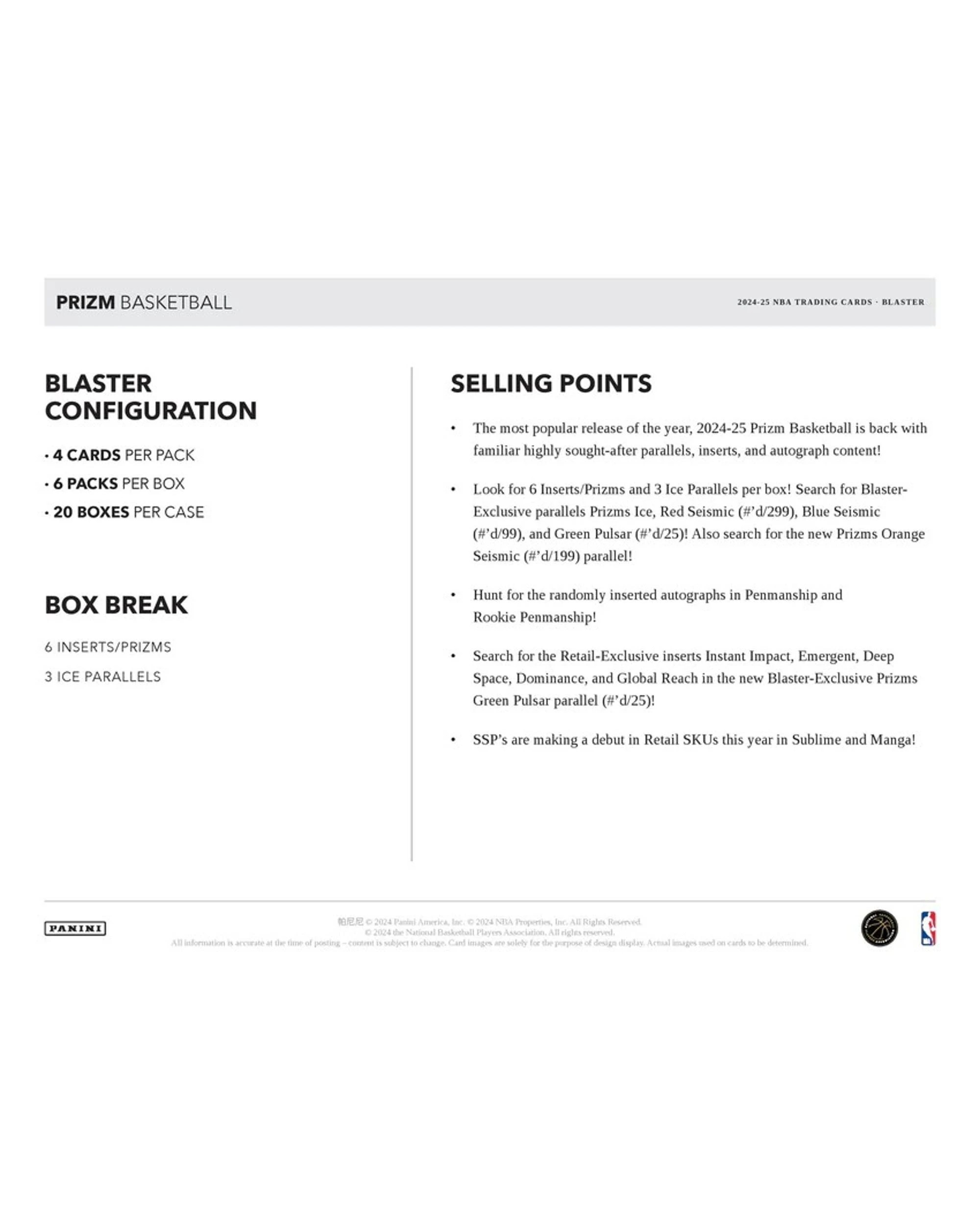 6 Panini 2024-2025 NBA Prizm Basketball Blaster, 6 of 6