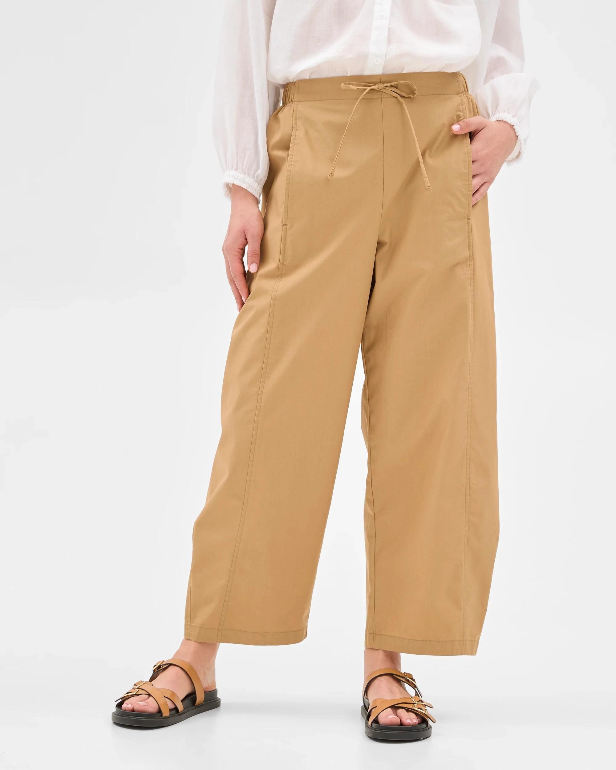 3 Target Australian Cotton Tie Waist Barrel Pants TEAKWOOD, 3 of 7