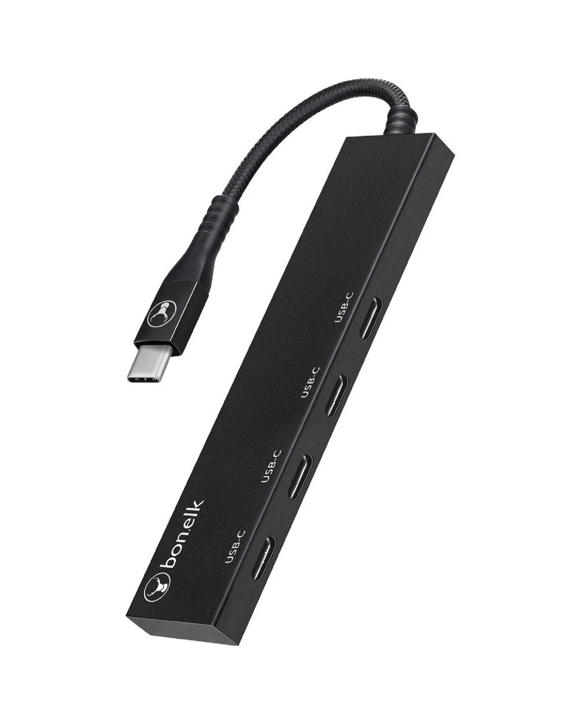 Bonelk Long-Life USB-C 4 Port Slim Hub Black