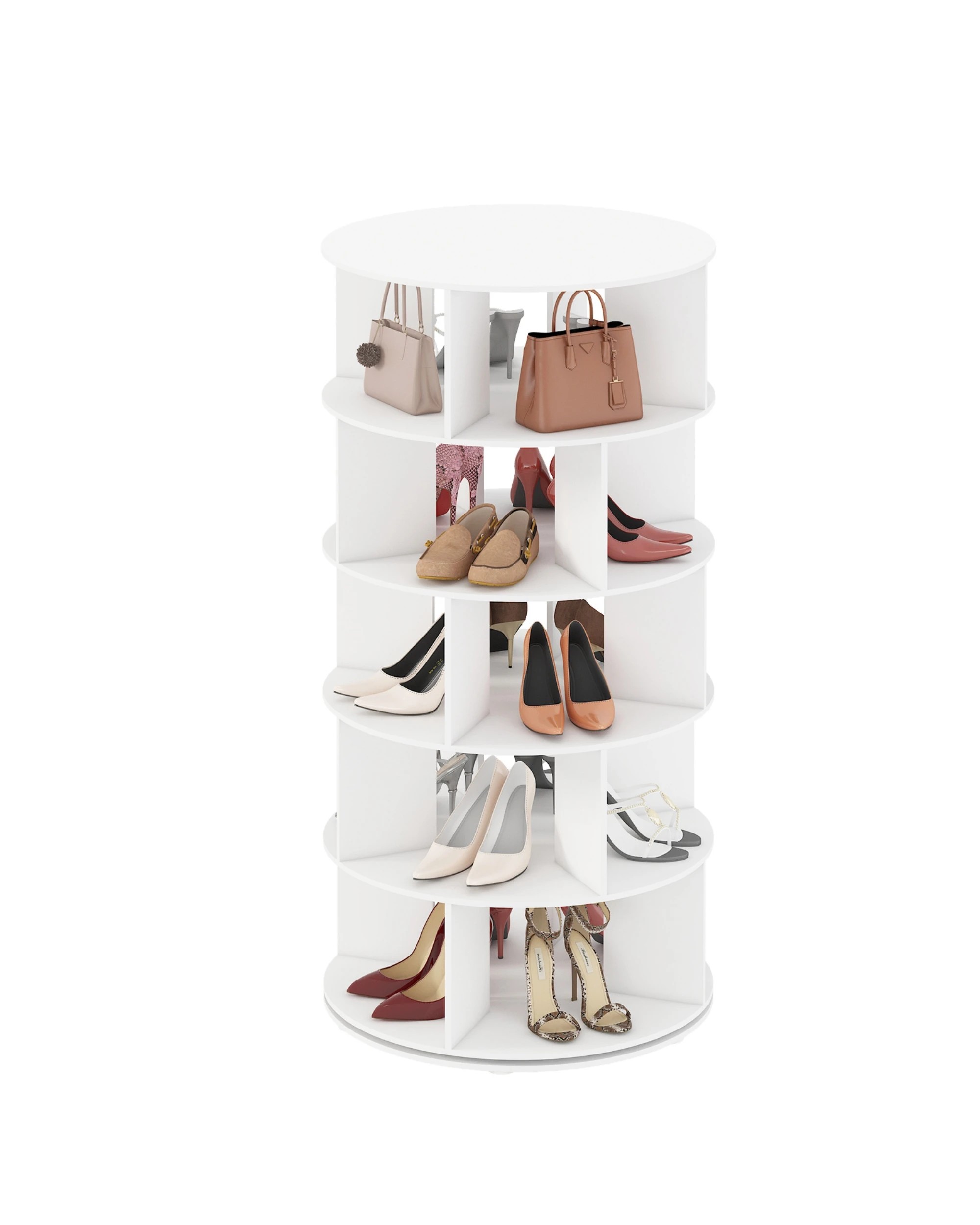 5 Advwin 5 Tier Rotating Shoe Rack Tower Revolving 360 Shoe Storage Bag Display Stand Handbag Organizer, 5 of 9