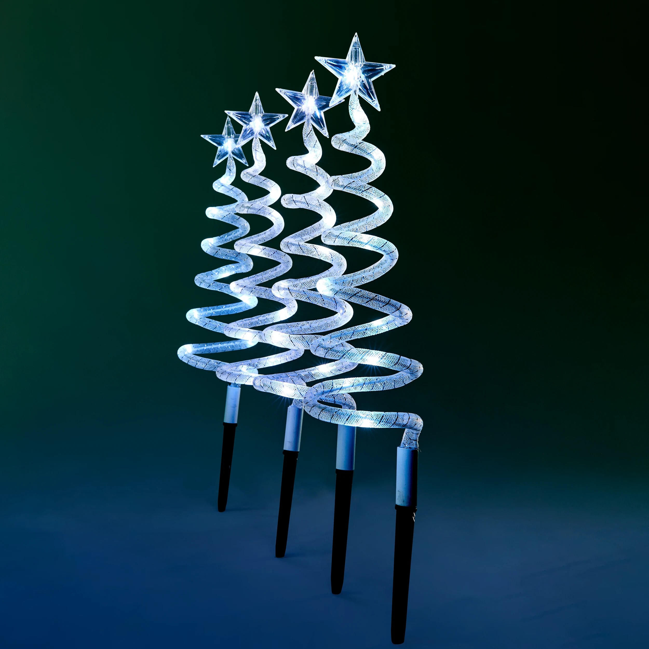 1 4 Pack Solar LED Light Up Swirl Tree Stakes, 1 of 10