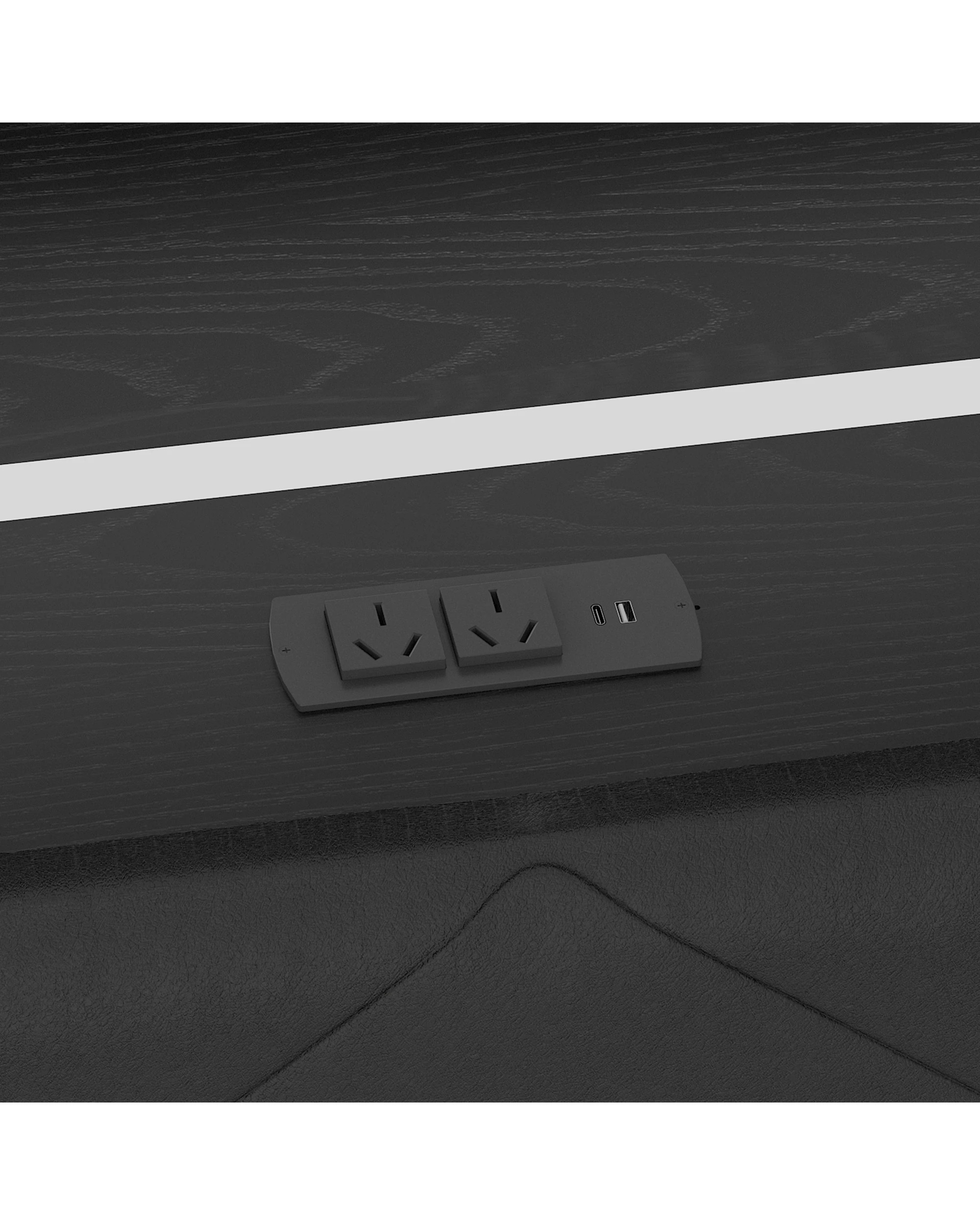 7 Advwin Double Size Headboard with LED Light Charging Station Hidden Storage PU Upholstered - Black, 7 of 8