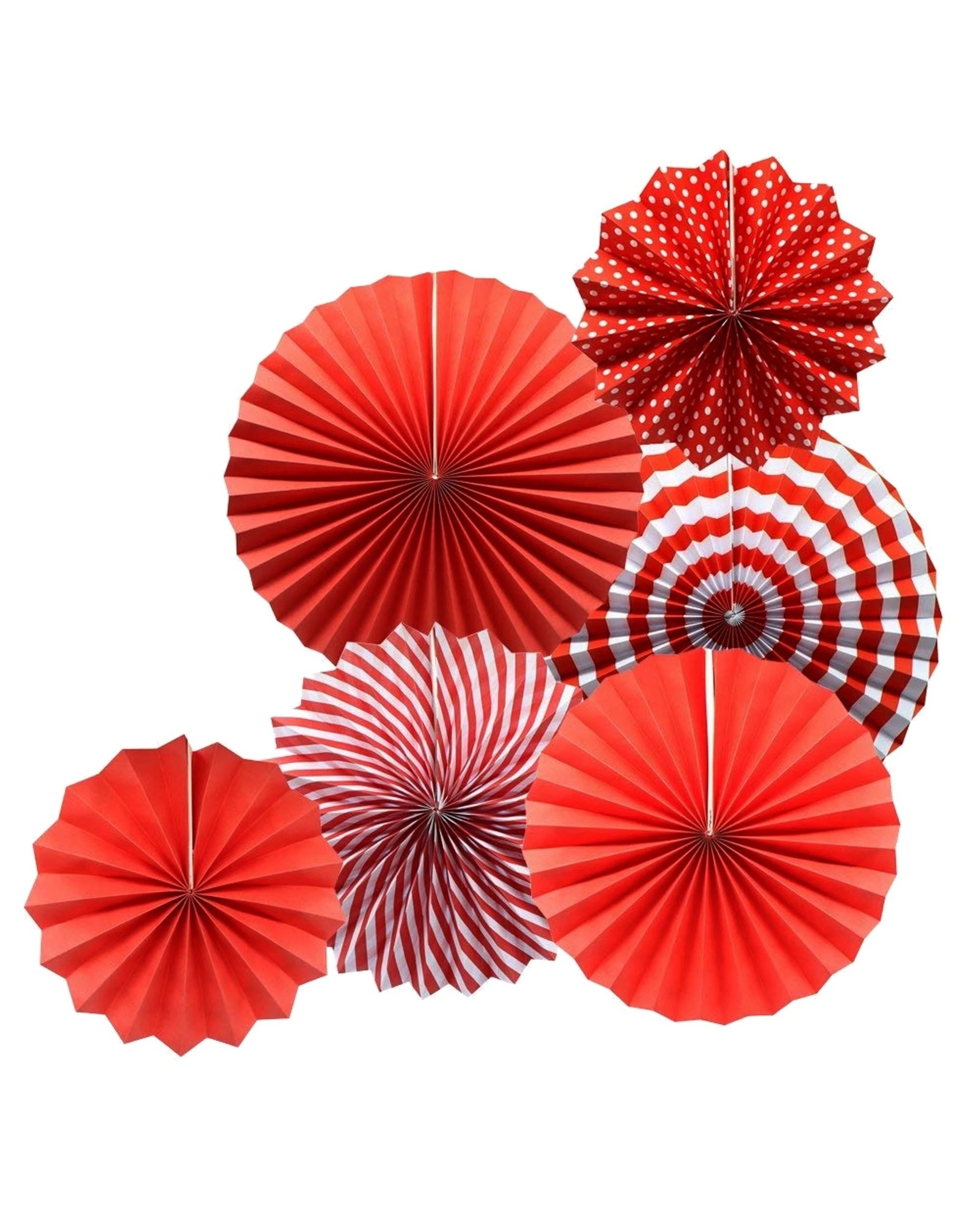 1 Partyrama Red Paper Fan Decorations Pack of 6 - Red, 1 of 3