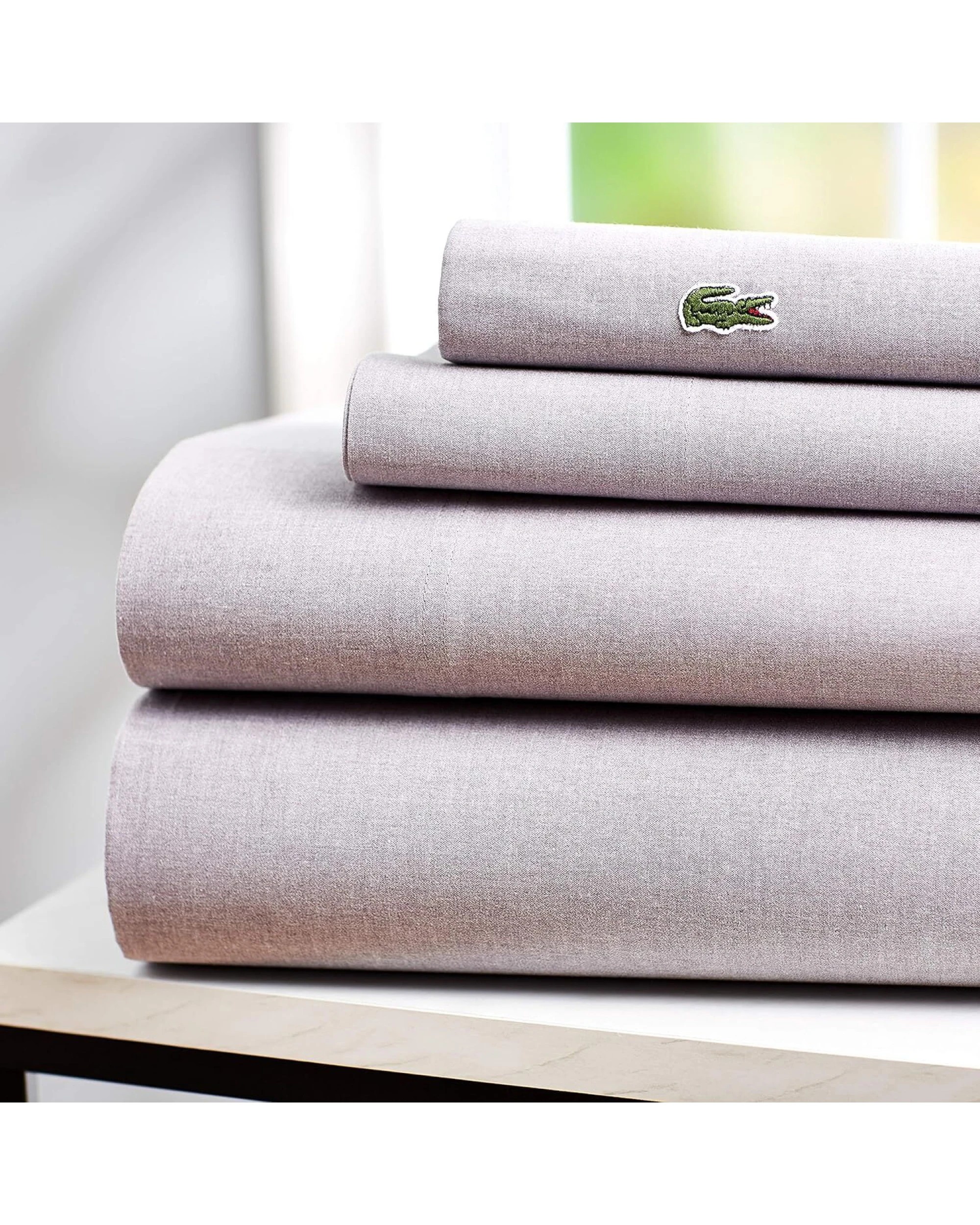 5 Lacoste California King 4-Piece Bed Sheet Set in Chambray Grey - King Bed, 5 of 5