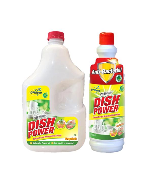 OzKleen Dish Power 3L + 750ml Concentrated Dishwashing Liquid Combo Grapefruit Scented - Multi
