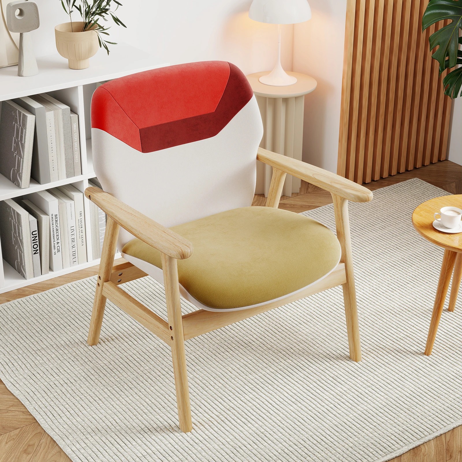 3 Costway Modern Accent Chair Upholstered Side Armchair Wood Frame w/Sponge Padded Seat Cushion, 3 of 4