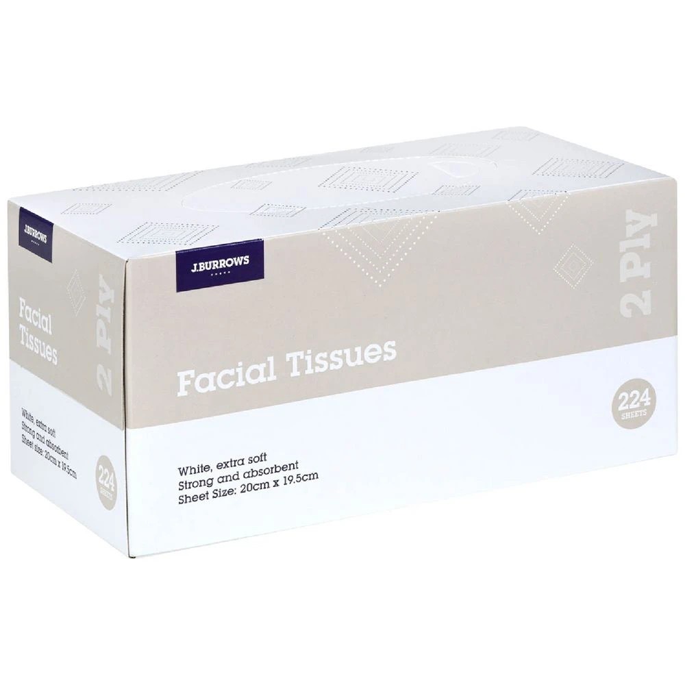 1 J.Burrows Facial Tissues 224 Sheets, 1 of 2