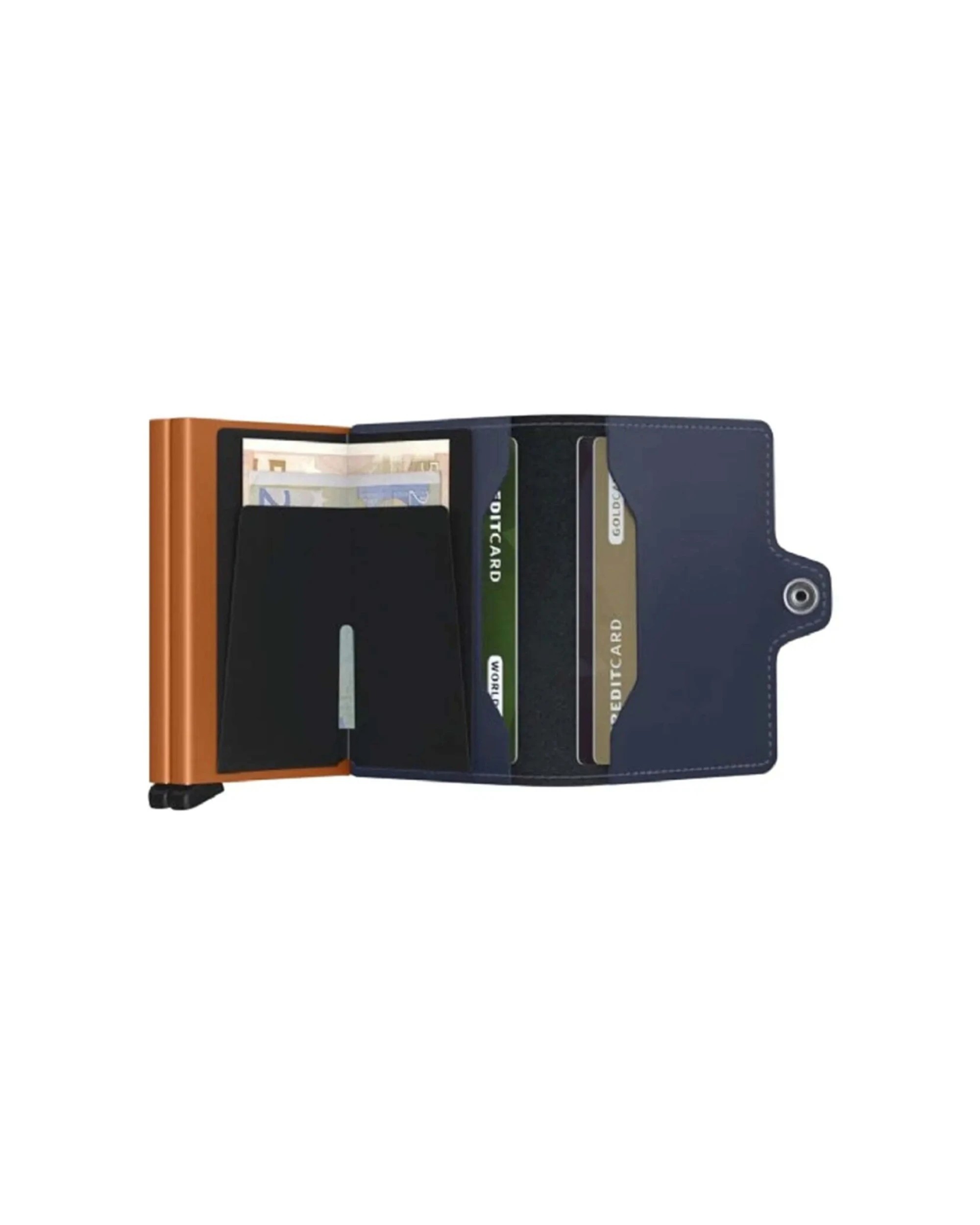 4 Secrid Twinwallet Compact RFID Matte Leather Card Wallet Secure Closure Night - Orange, 4 of 5