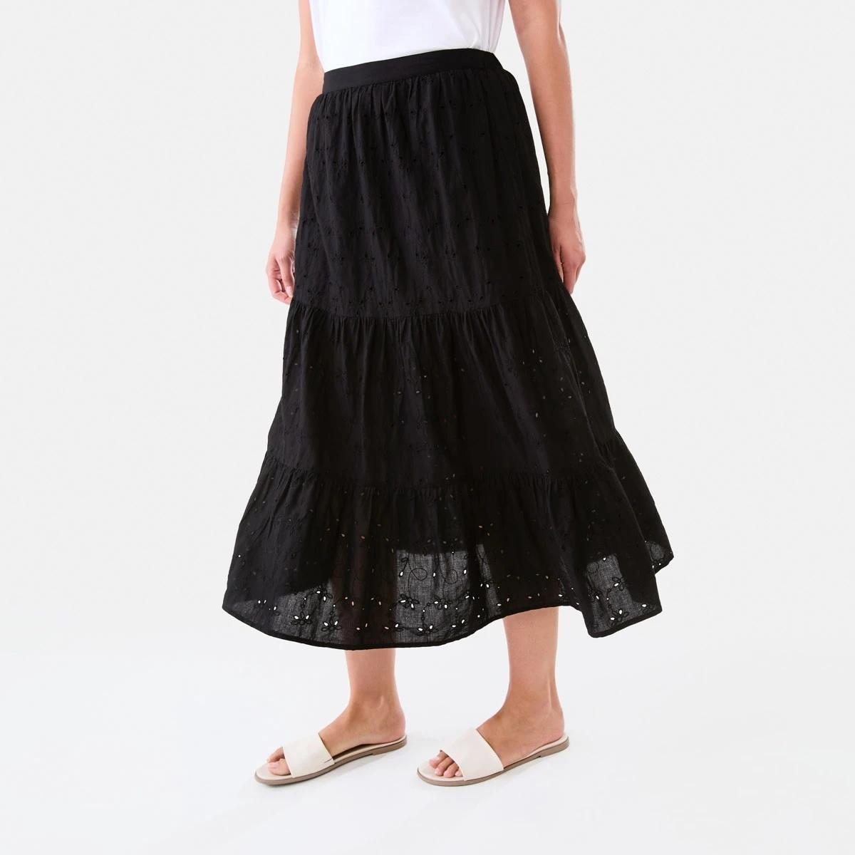 2 Broderie Maxi Skirt Black, 2 of 6