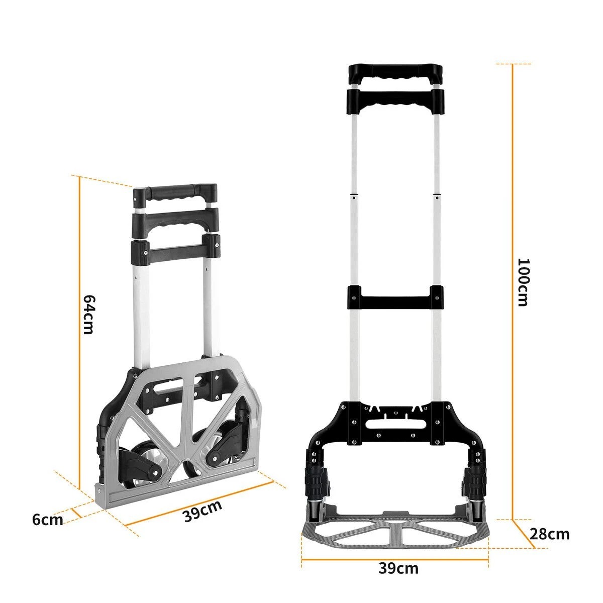 2 AUSWAY Folding Dolly Hand Truck Utility Luggage Cart Shopping Trolley Collapsible Foldable, 2 of 5