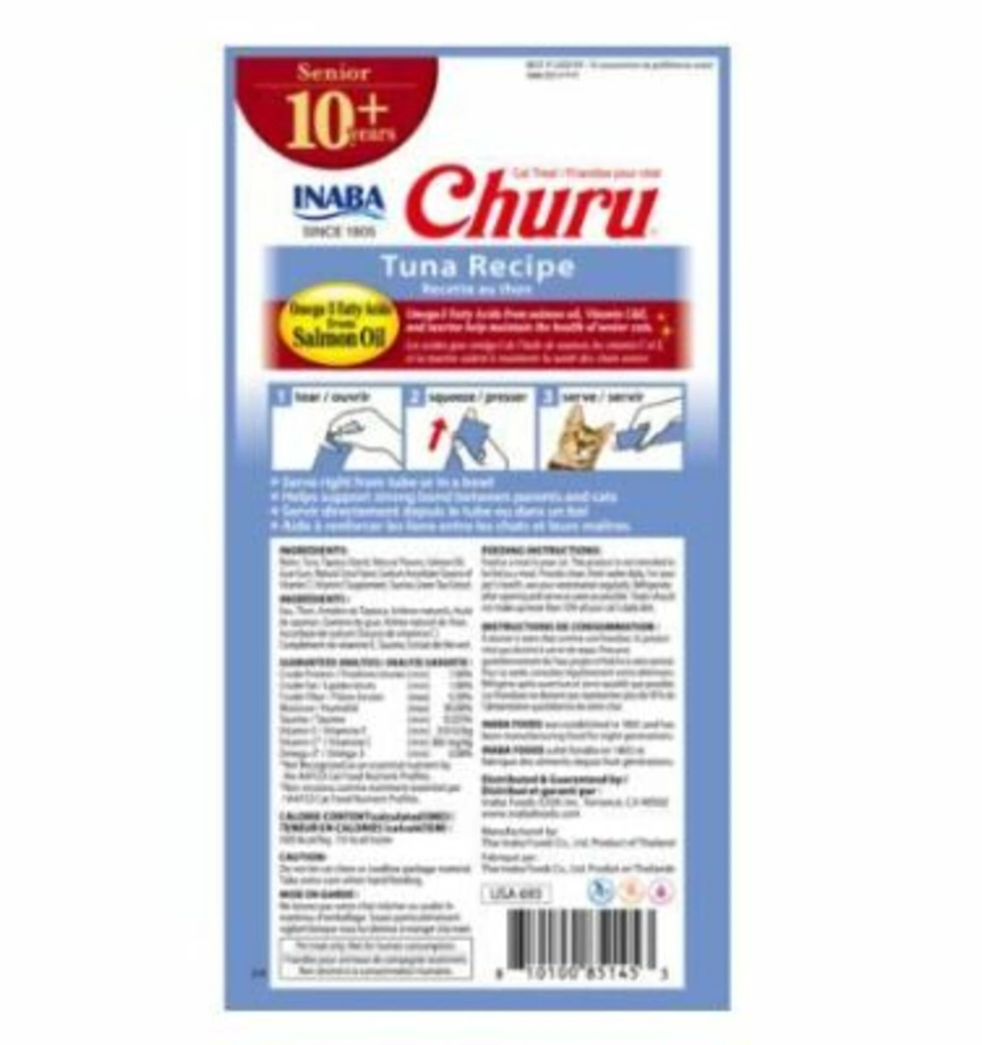 2 Inaba Senior 10+ Churu Puree Cat Treats Chicken & Tuna Variety Box 40pk, 2 of 2