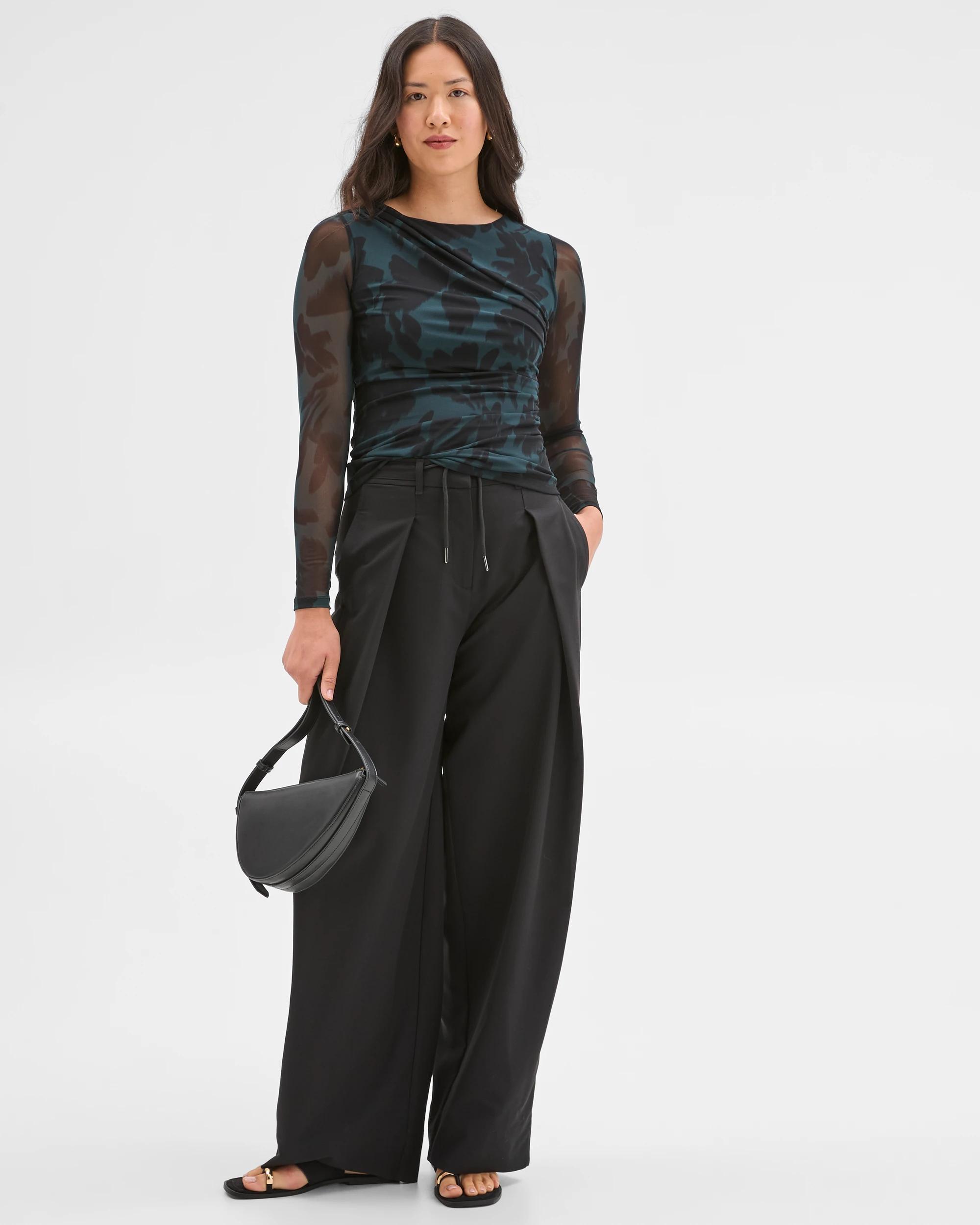 2 Preview Long Sleeve Mesh Top FLORAL BLUR, 2 of 7