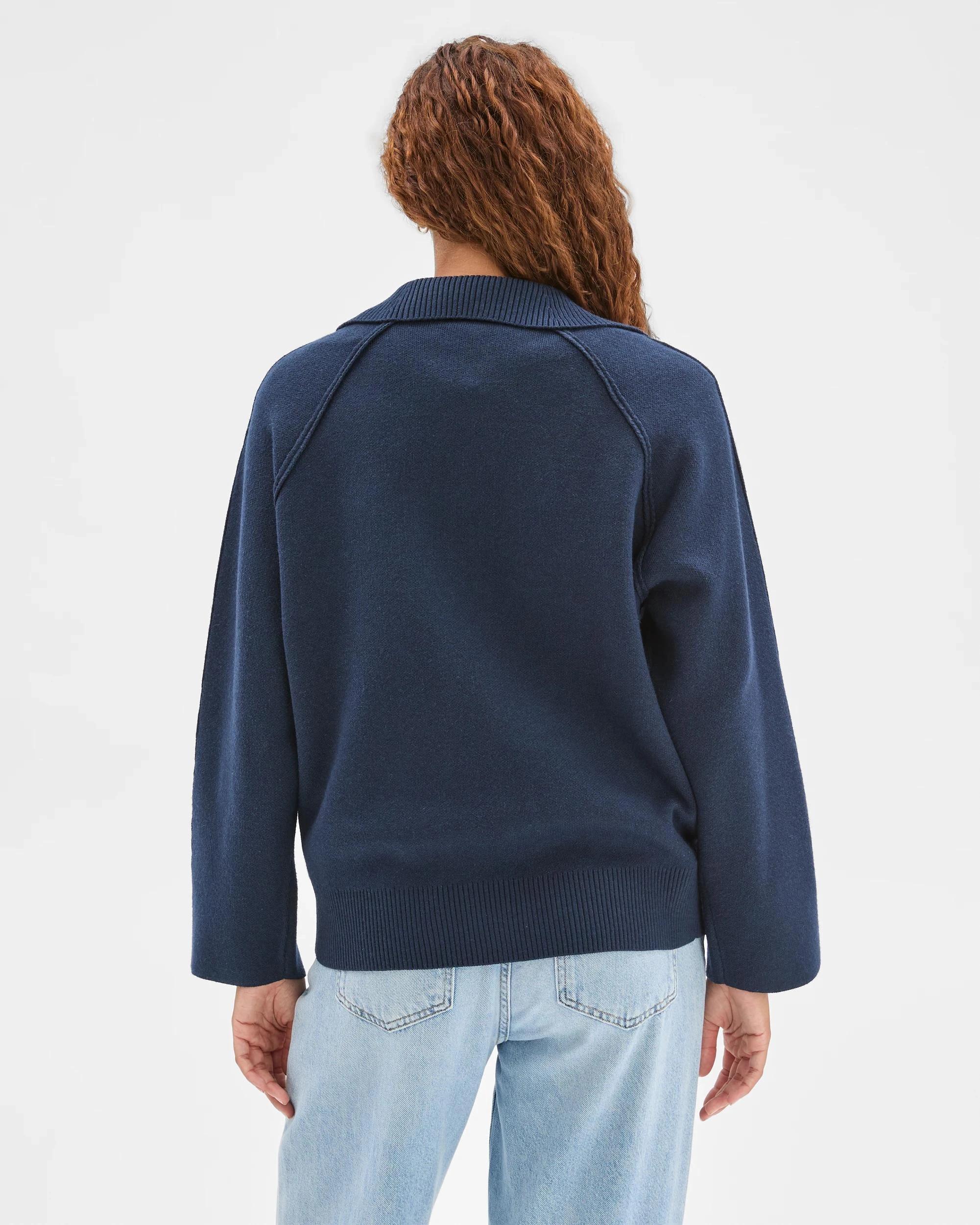 7 Target Woman Zip Through Knit Bomber Cardigan NAVY MARLE, 7 of 7