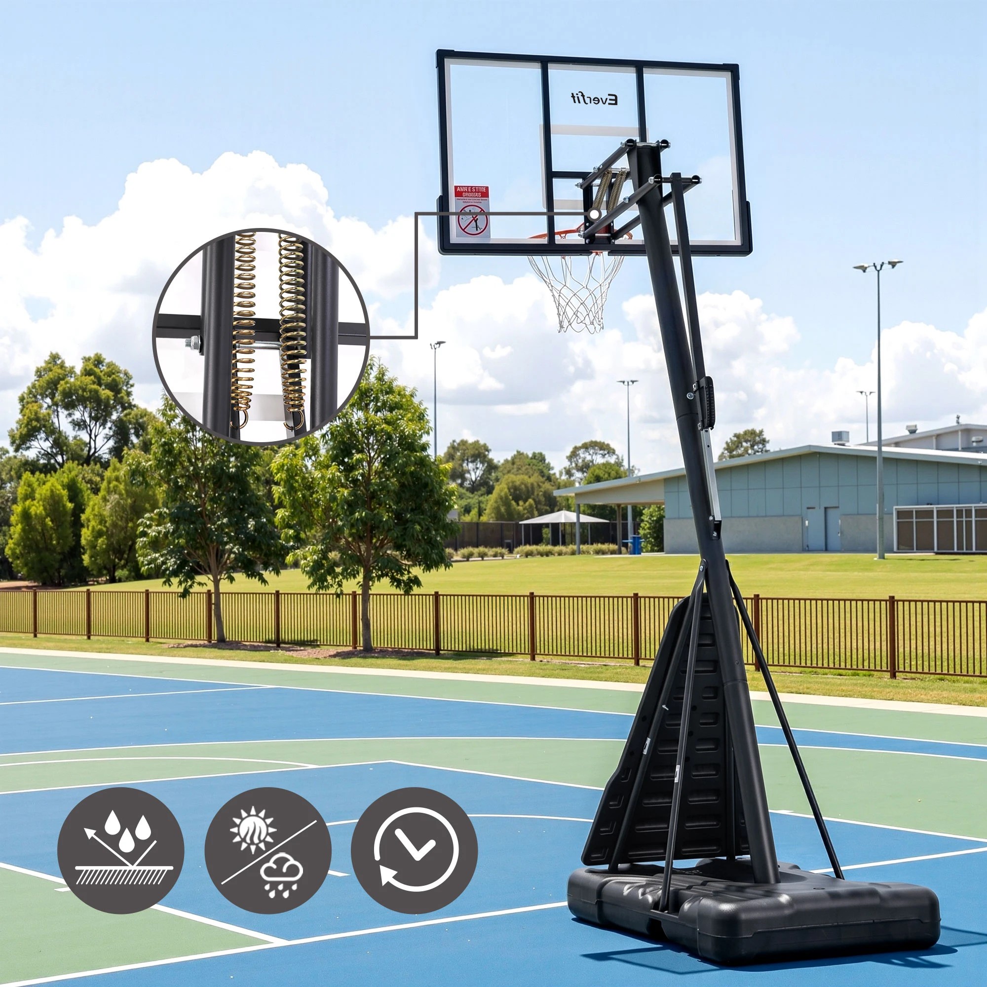 5 Everfit 3.05M Basketball Hoop Stand System Portable Height Adjustable Net Ring - Black, 5 of 8
