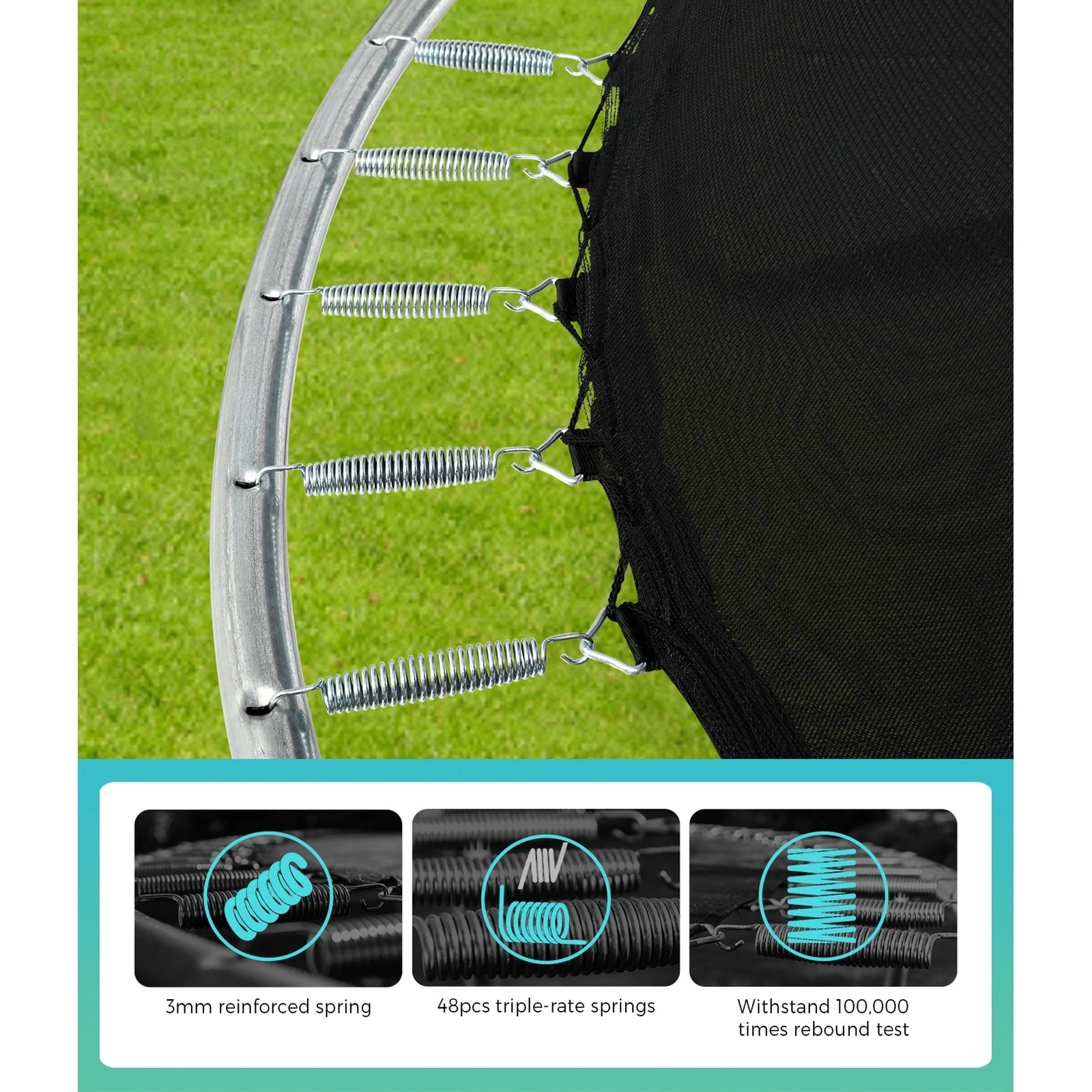 8 Mazam 8ft Trampoline Round Kids Trampolines Encosure Safety Net With Ladder
 - Multi, 8 of 10