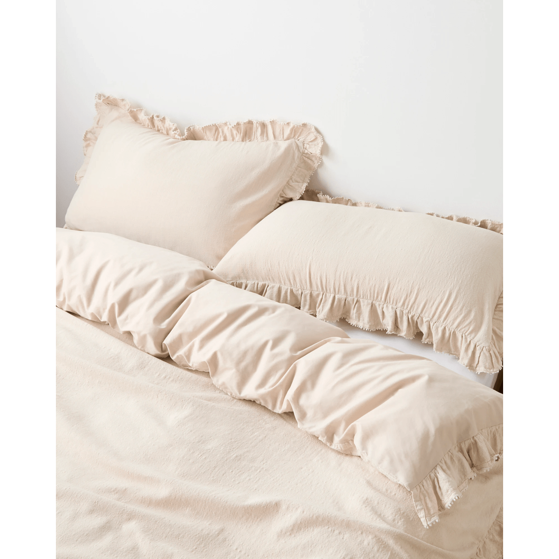 2 Target Kiara Australian Cotton Textured Stonewash Ruffle Quilt Cover Set
 - Queen Bed
 - Natural, 2 of 3