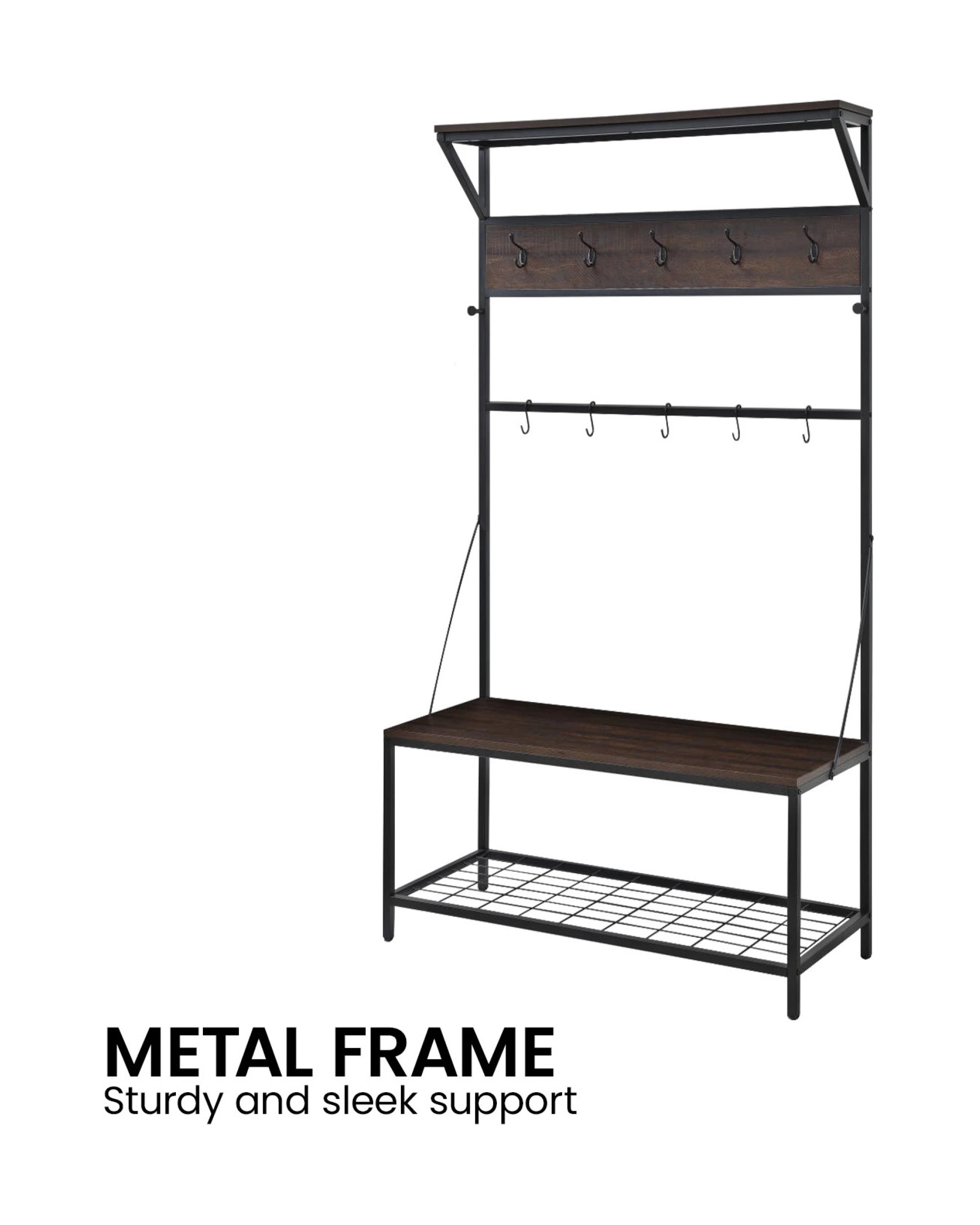 7 Sarantino 4-in-1 Hall Tree Entryway Coat Rack Hall Stand, 7 of 10