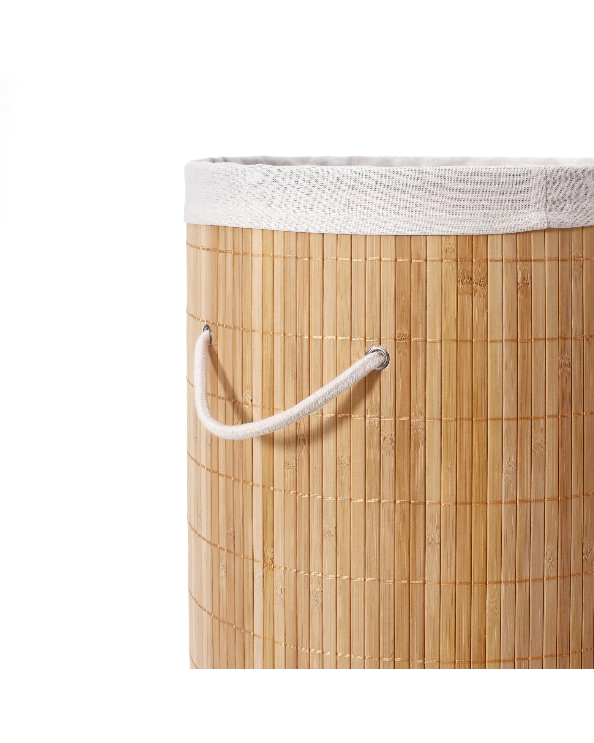 5 Sherwood Home Round Collapsible Bamboo Laundry Hamper with Liner - Natural, 5 of 6