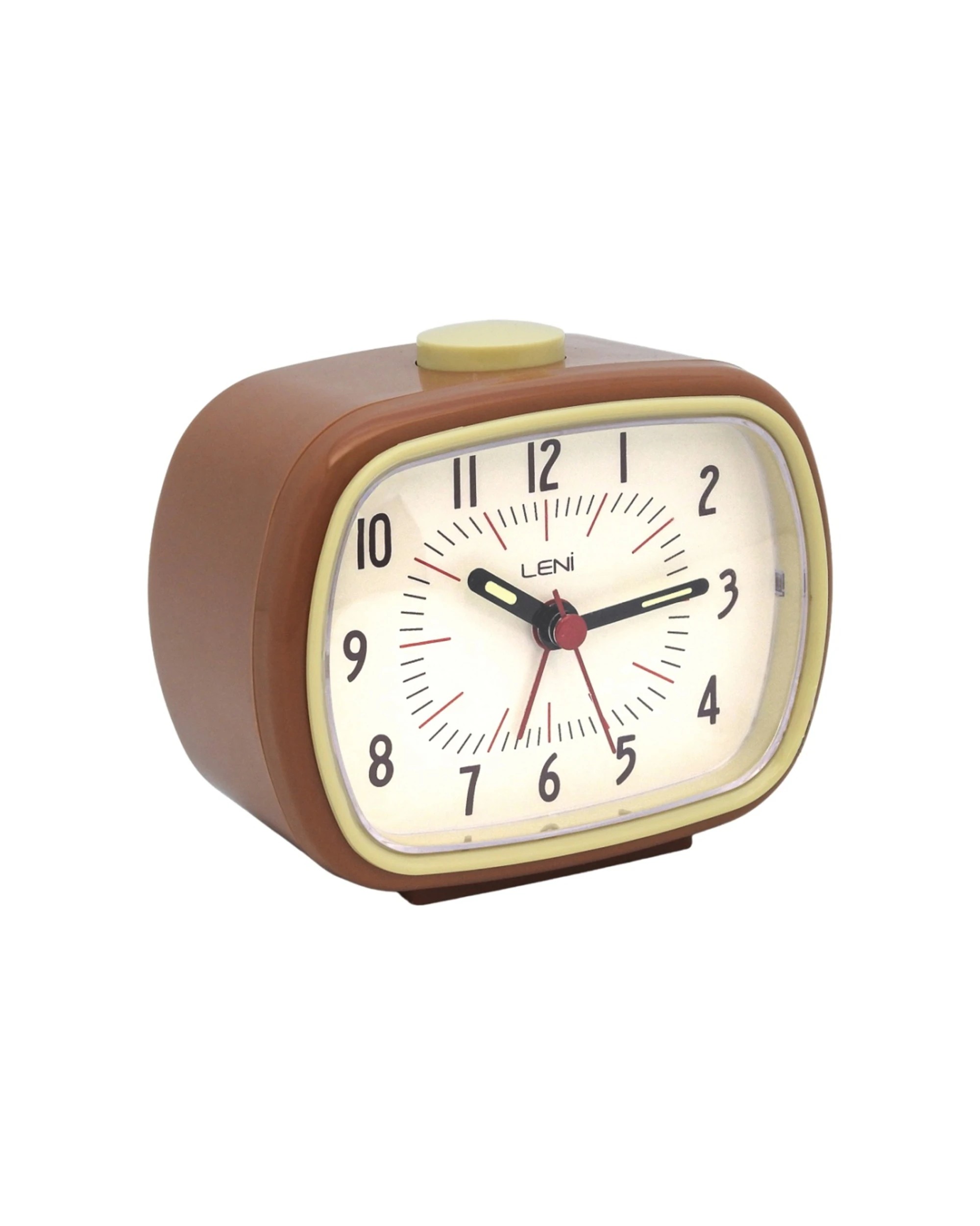 4 Leni Retro 9cm Alarm Clock Luminescent Hands Audible Beep-Beep Alarm - Brown, 4 of 8
