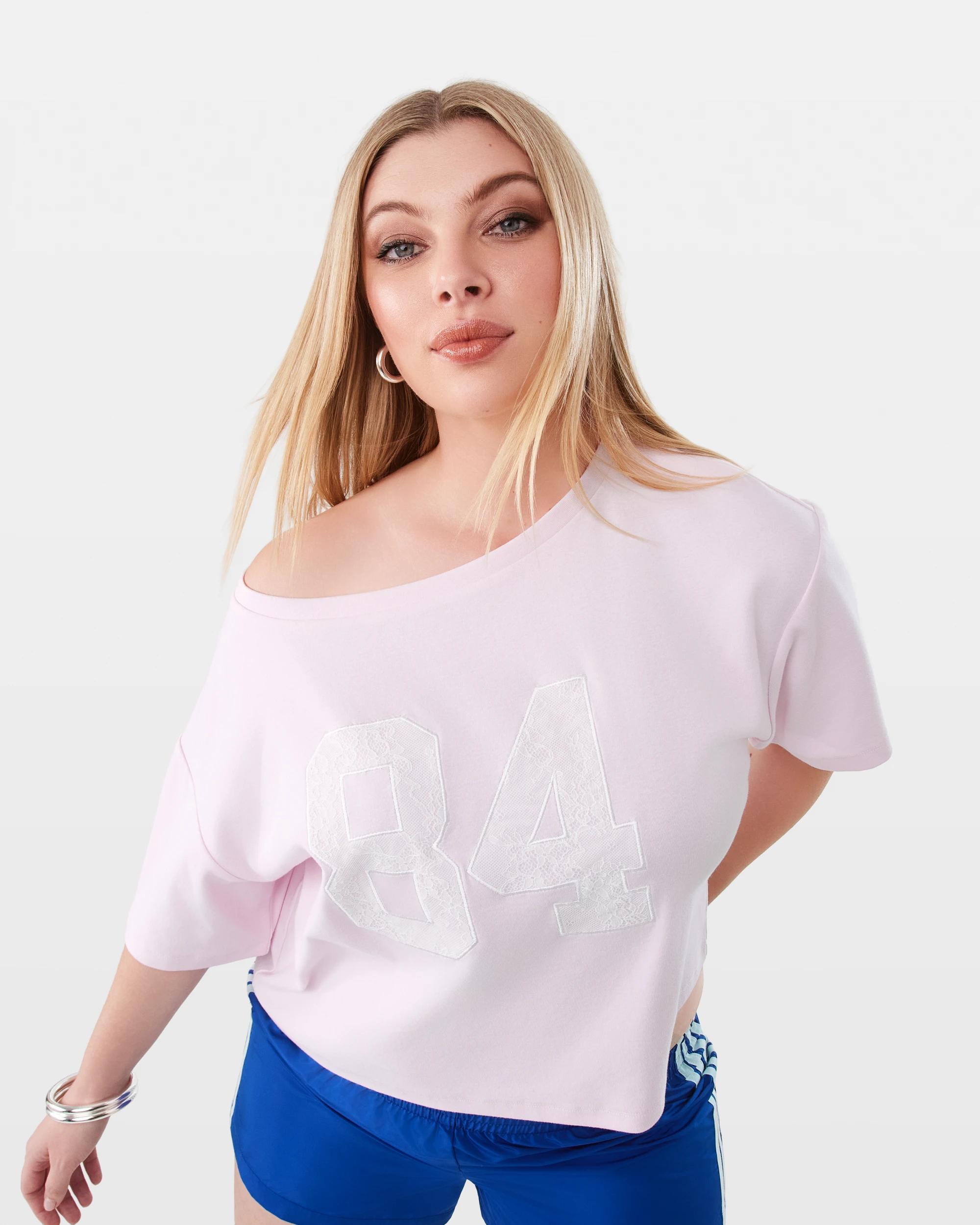 3 Off The Shoulder Print T-shirt Bllet Pink, 3 of 10