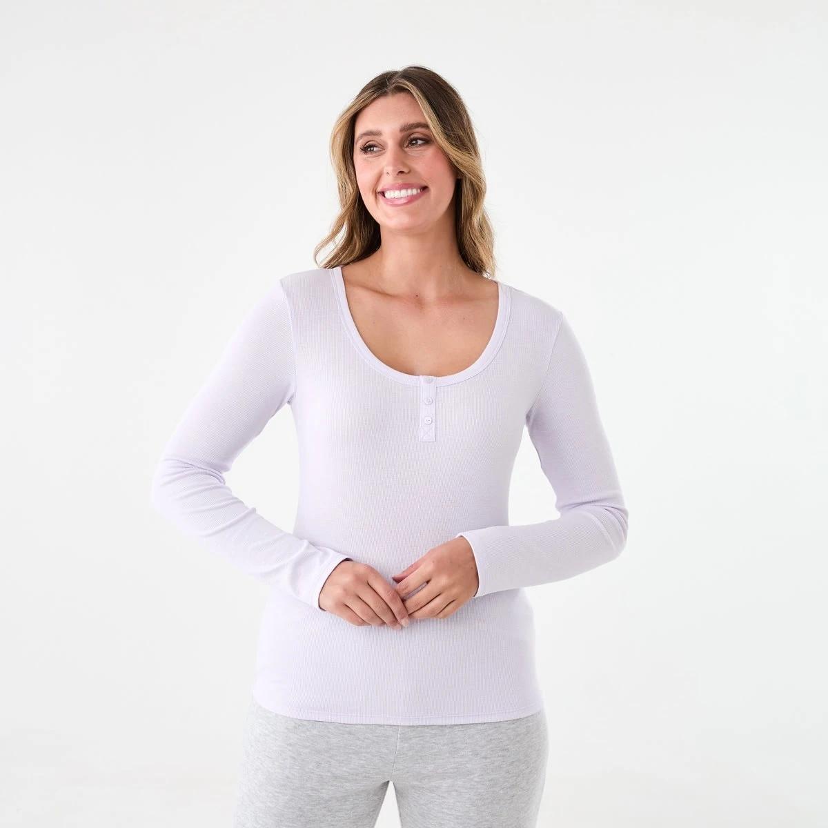 1 Long Sleeve Rib Henley Top Lily Laven, 1 of 6