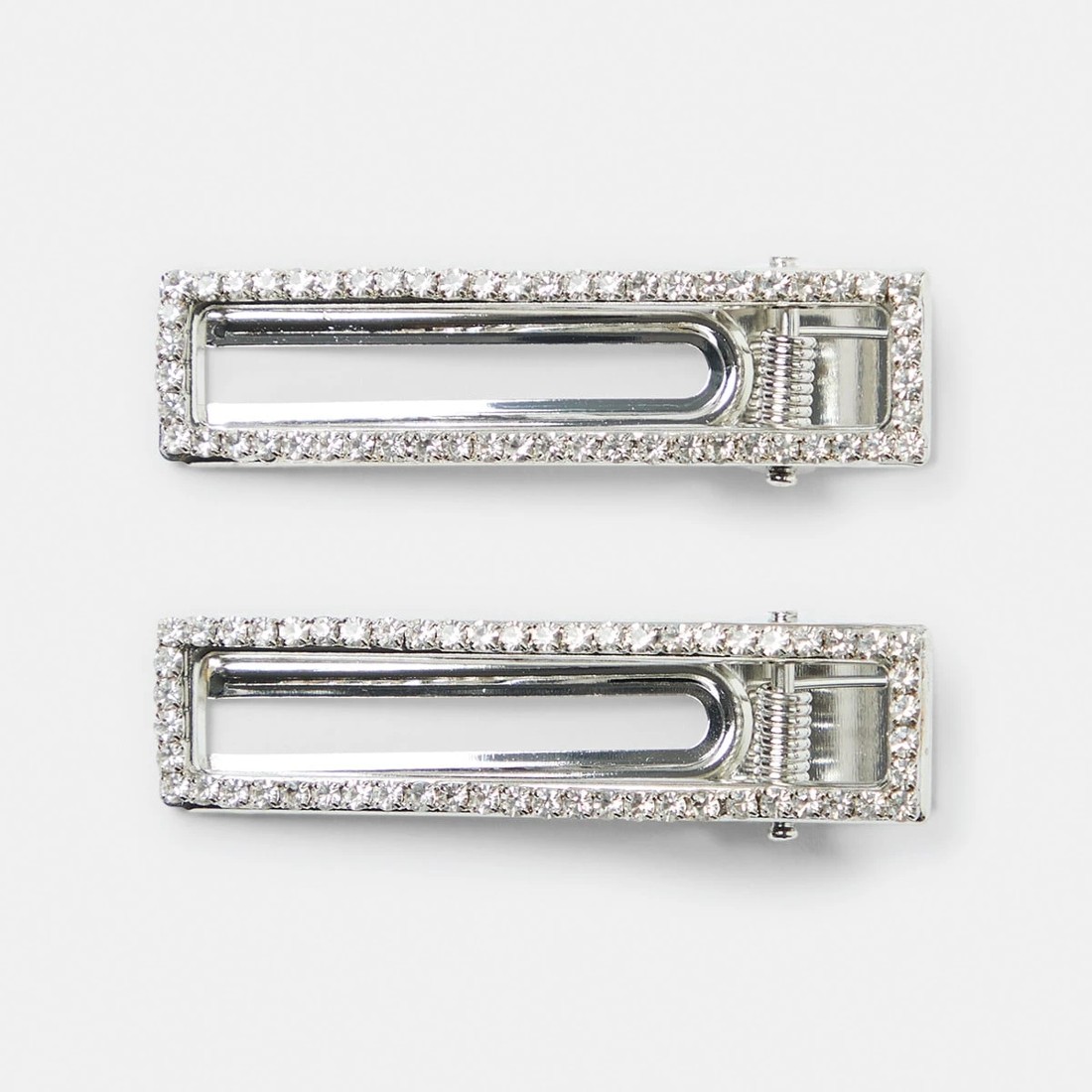 2 Silver Tone Sparkle Side Hair Clips, 2 of 4