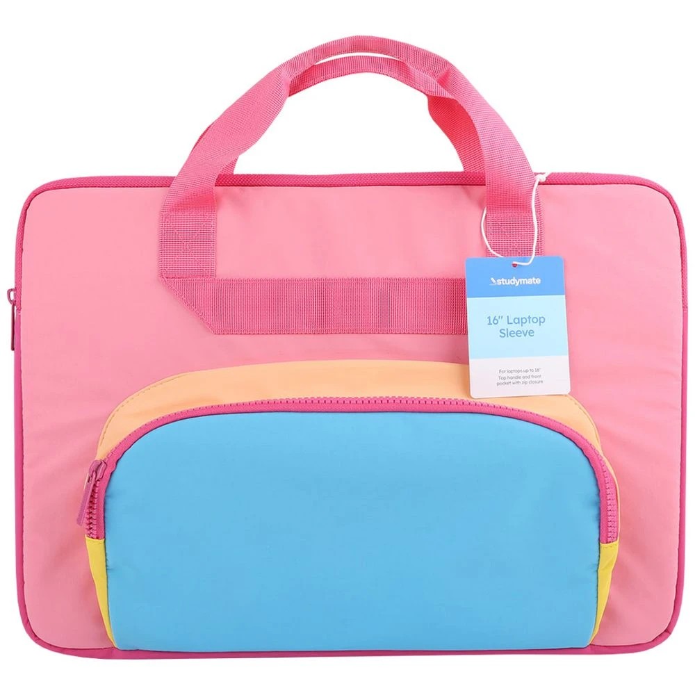1 Studymate 16" Colourblock Laptop Sleeve Pink, 1 of 4