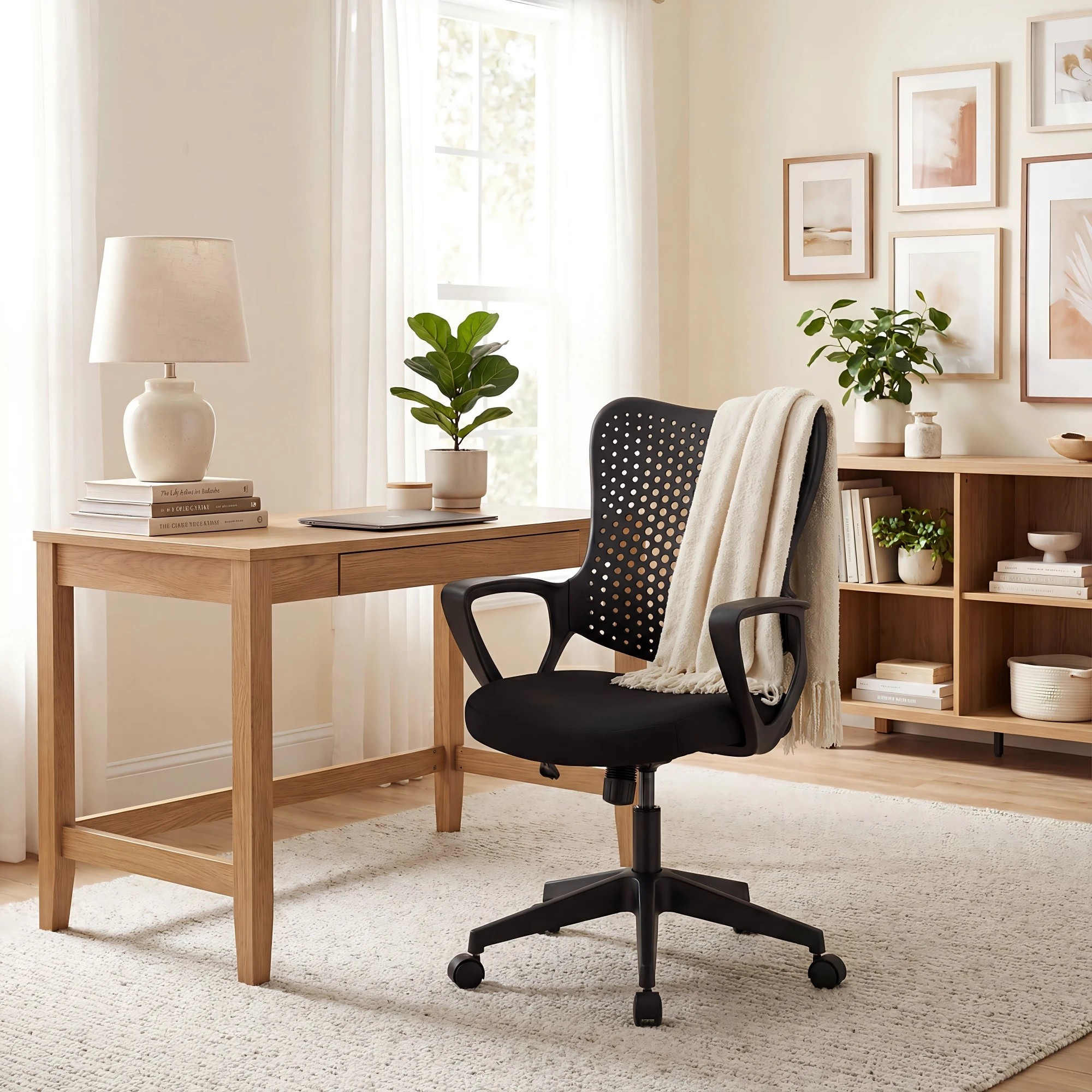4 Costway Office Computer Desk Chair w/Butterfly Backrest Adjustable Swivel Task Chair, 4 of 4