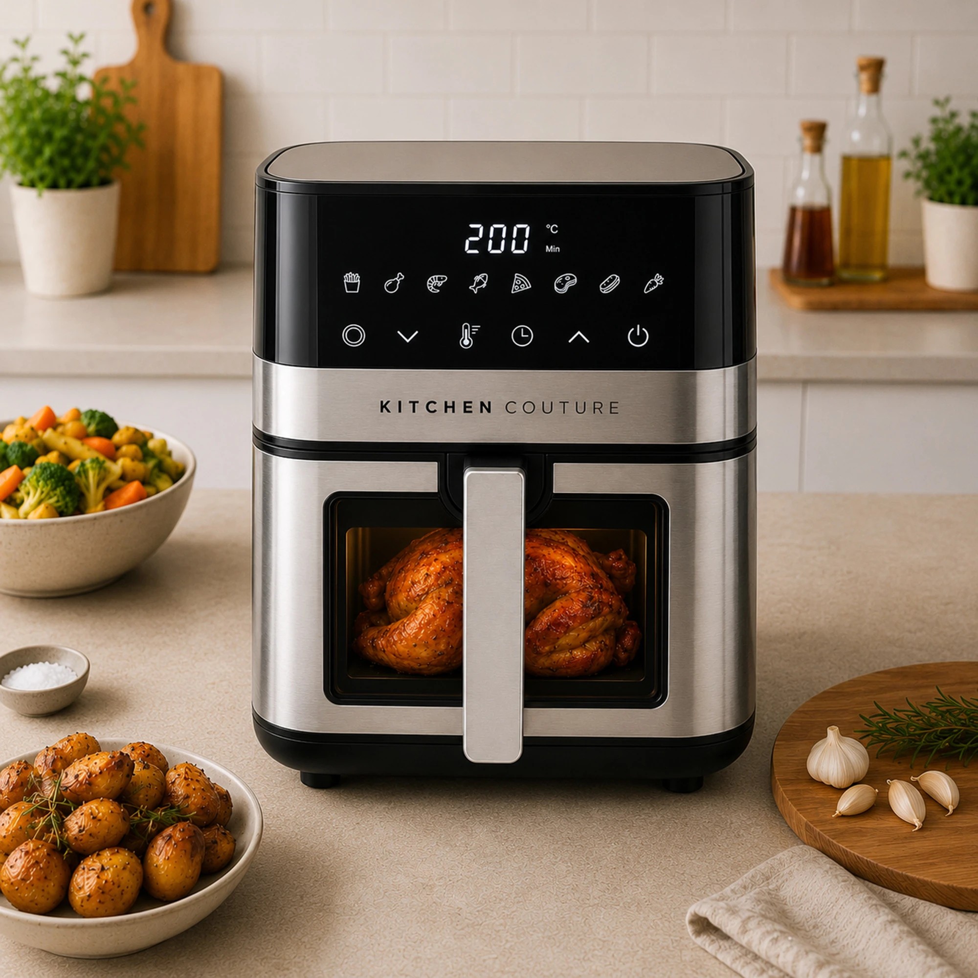 3 Kitchen Couture 5.5L PFAS-Free Ceramic Air Fryer, ClearView™ Window, 1600W - Stainless, 3 of 3