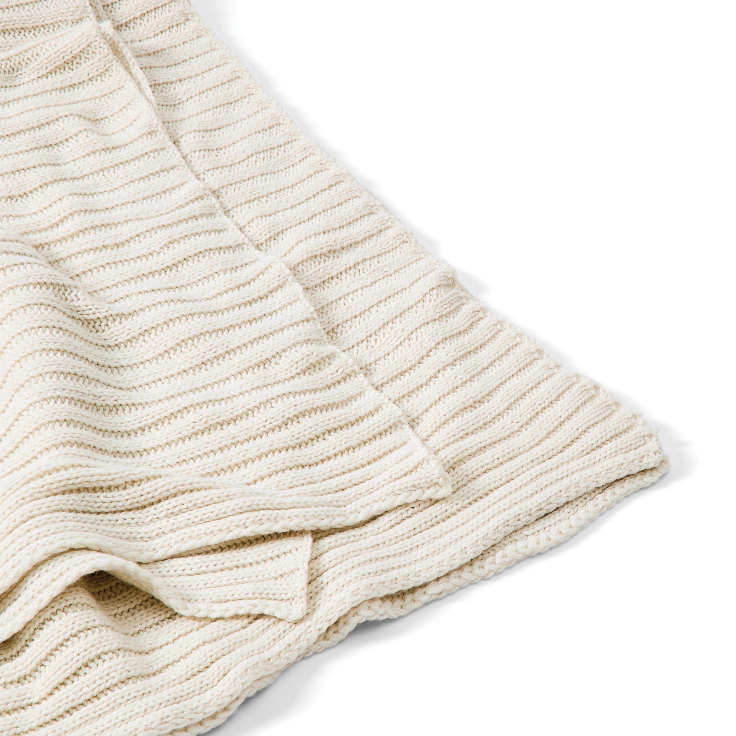 5 Chunky Knit Ribbed Throw - Ivory, 5 of 7