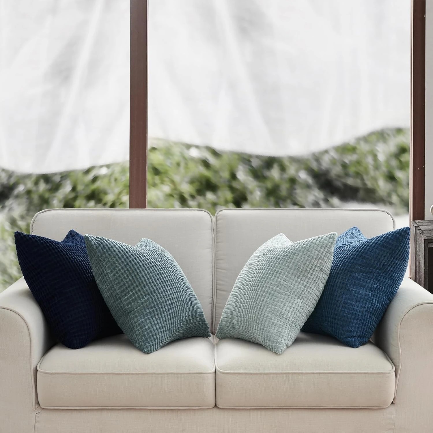 2 Gioia Casa 4-Pack Corduroy Corn Grain Inspired Cushion Covers 45x45cm - Blue, 2 of 4
