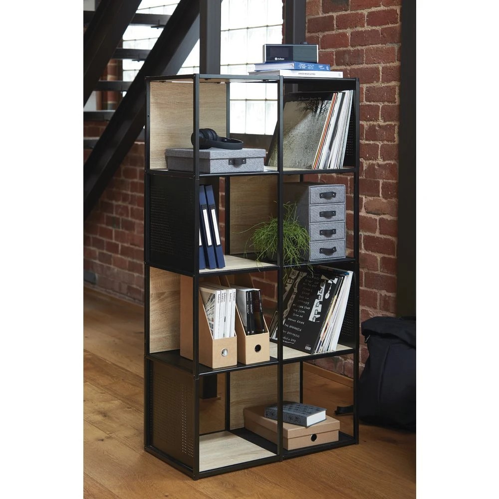 4 Stockholm 8 Cube Bookcase Oak and Black Shelves Home Office Storage, 4 of 5