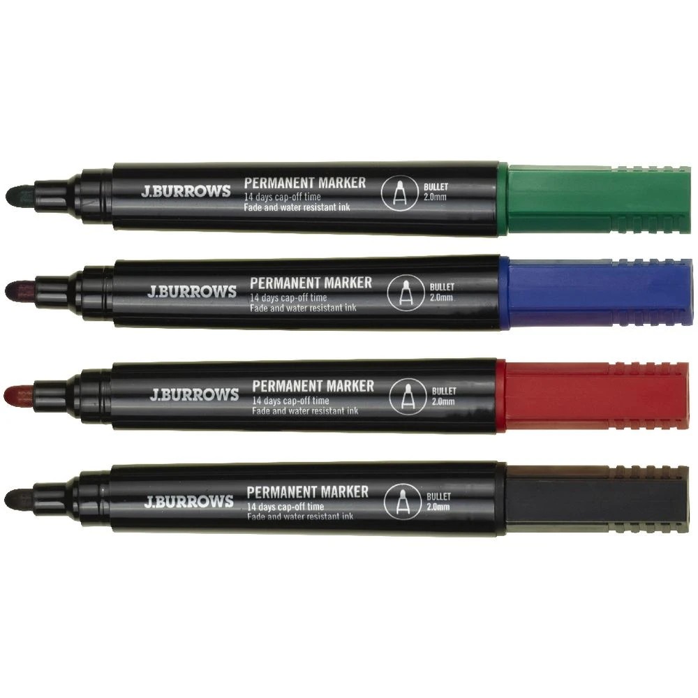 3 J.Burrows Permanent Markers Bullet Assorted 4 Pack, 3 of 3