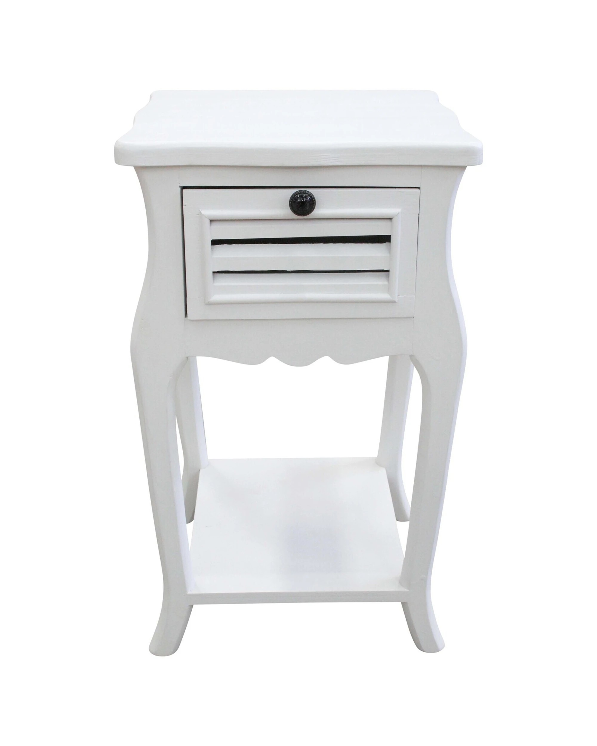 1 LVD Lenno Fir Wood Bedside Table With Drawer Fir Wood Home Bedroom 38x65cm - White, 1 of 2