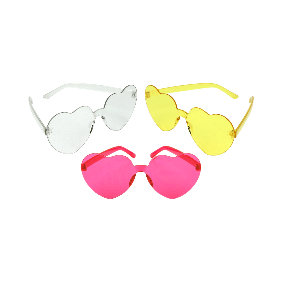 1 Unique Assorted Perspex Heart Glasses Pack of 3, 1 of 2