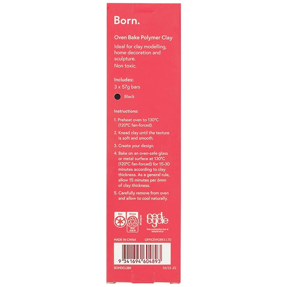 2 Born Oven Bake Polymer Clay Black 3 Pack, 2 of 4
