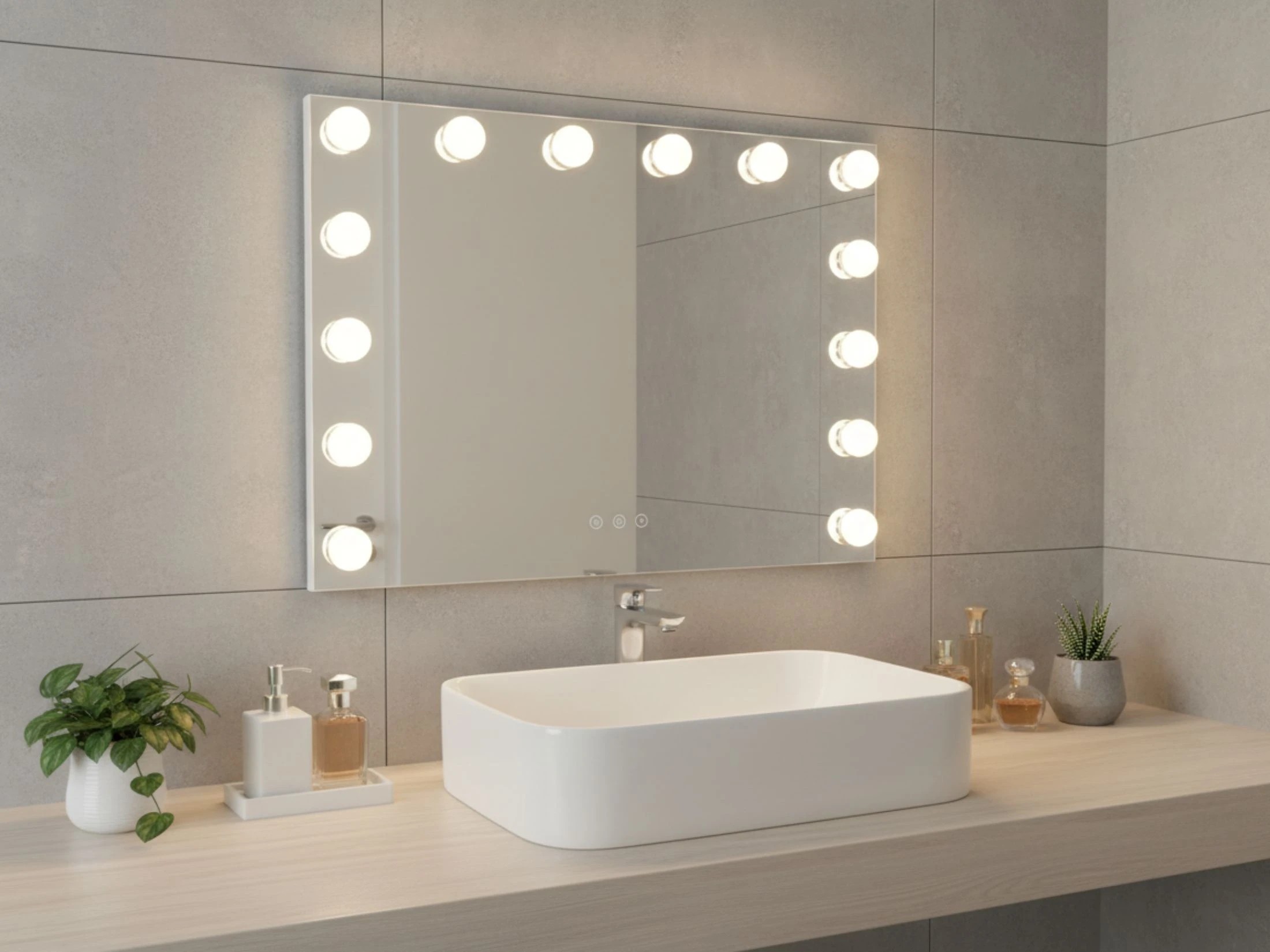 3 Lenoxx LED Beauty Mirror with 14 Bulbs, Colour Settings, USB A and USB C, White, 50 × 42cm, 3 of 3