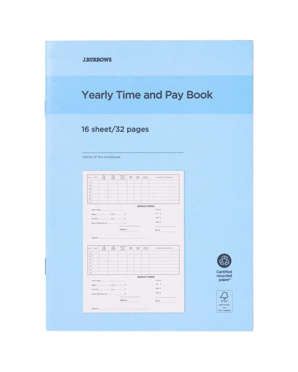 J.Burrows Yearly Time and Pay Book 32 Leaf
