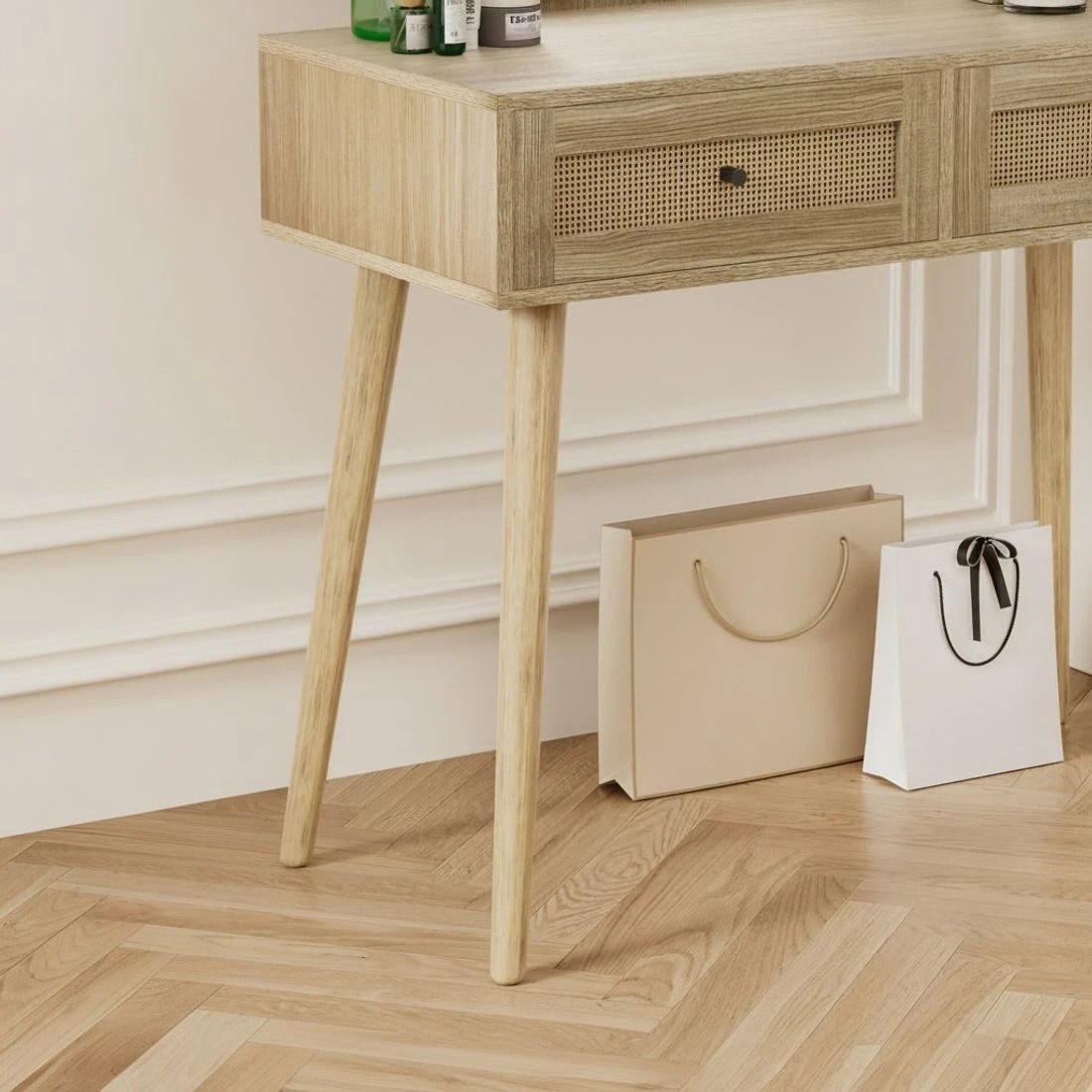 5 Artiss Dressing Table Set Rattan Frances - Natural, 5 of 7