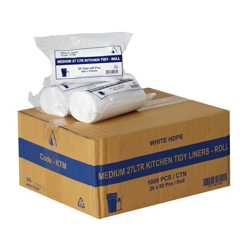 2 Tailored Packaging Kitchen Bin Liners 27L 1000 Pack White, 2 of 2