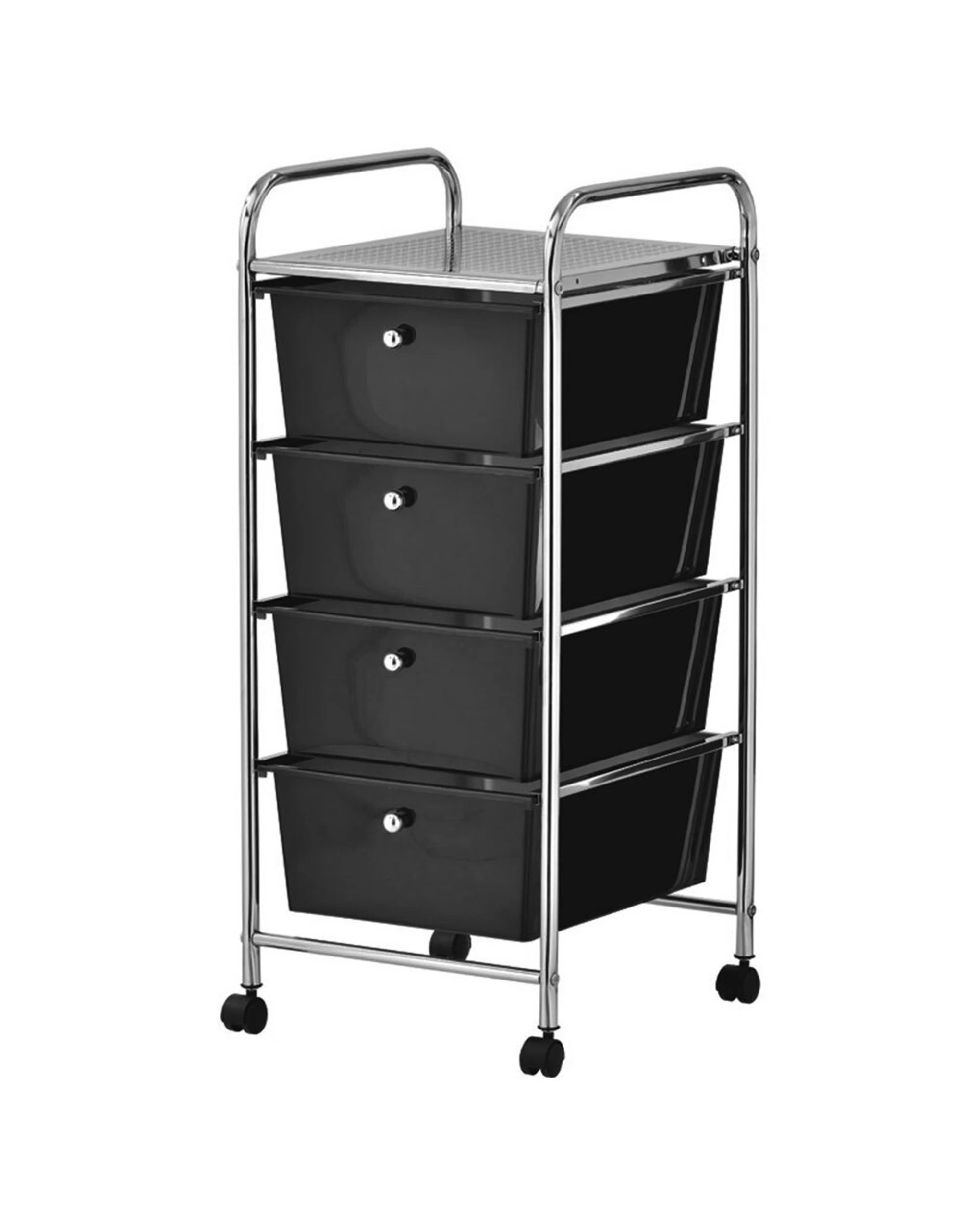 3 Box Sweden 4 Draw Metal Trolley Storage Trolley Mobile Storage Metal Frame - Black, 3 of 3