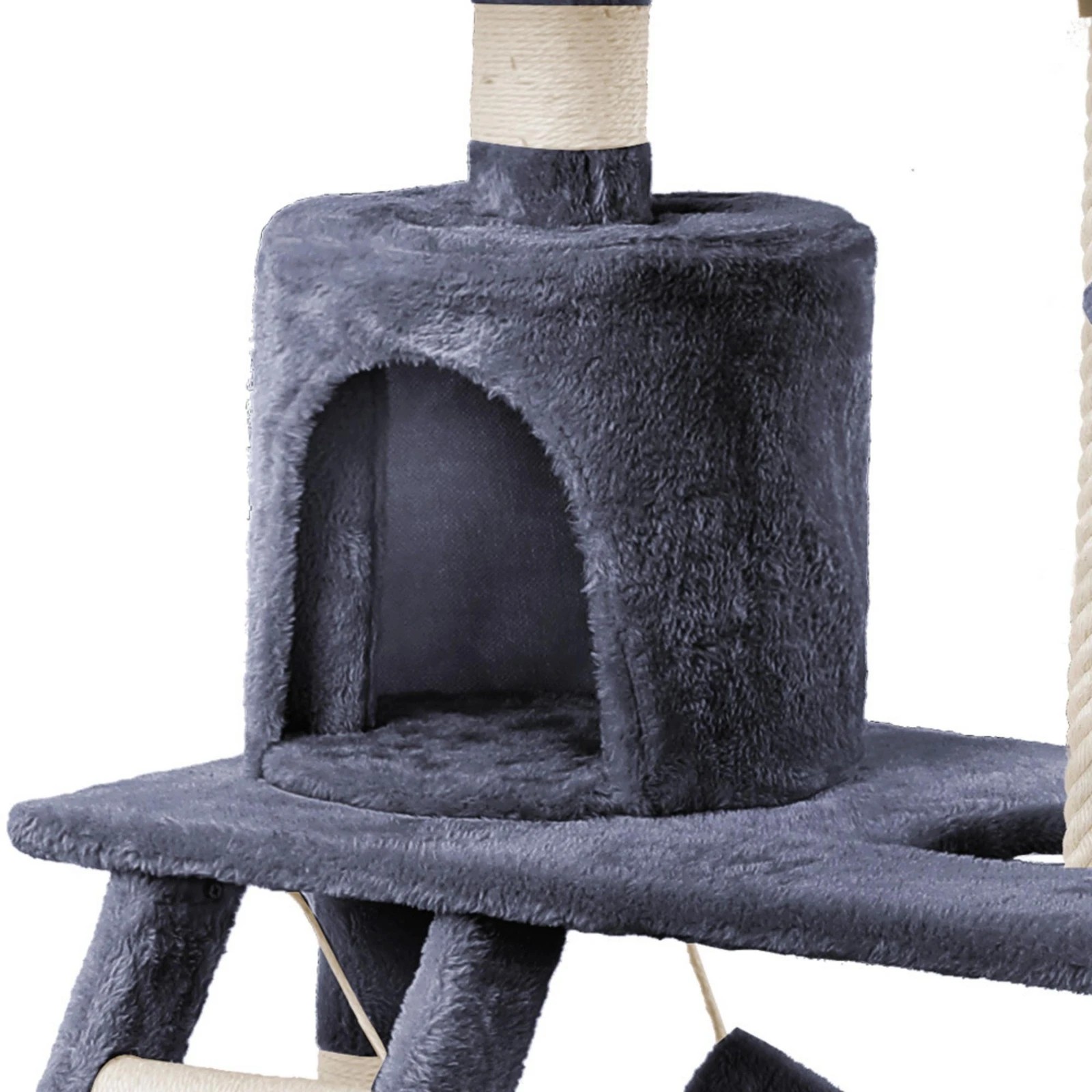 5 Beastie Cat Tree Scratching Post Scratcher Tower Condo House Furniture Wood 141CM - Grey, 5 of 6