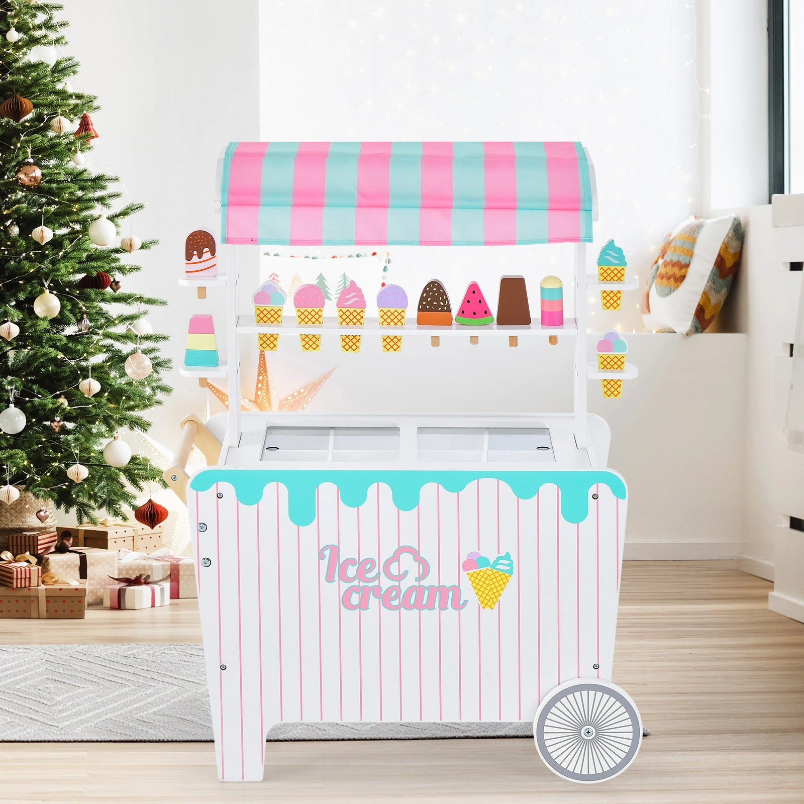 3 Costway Ice Cream Cart Pretend Play Dessert Shop, 3 of 3