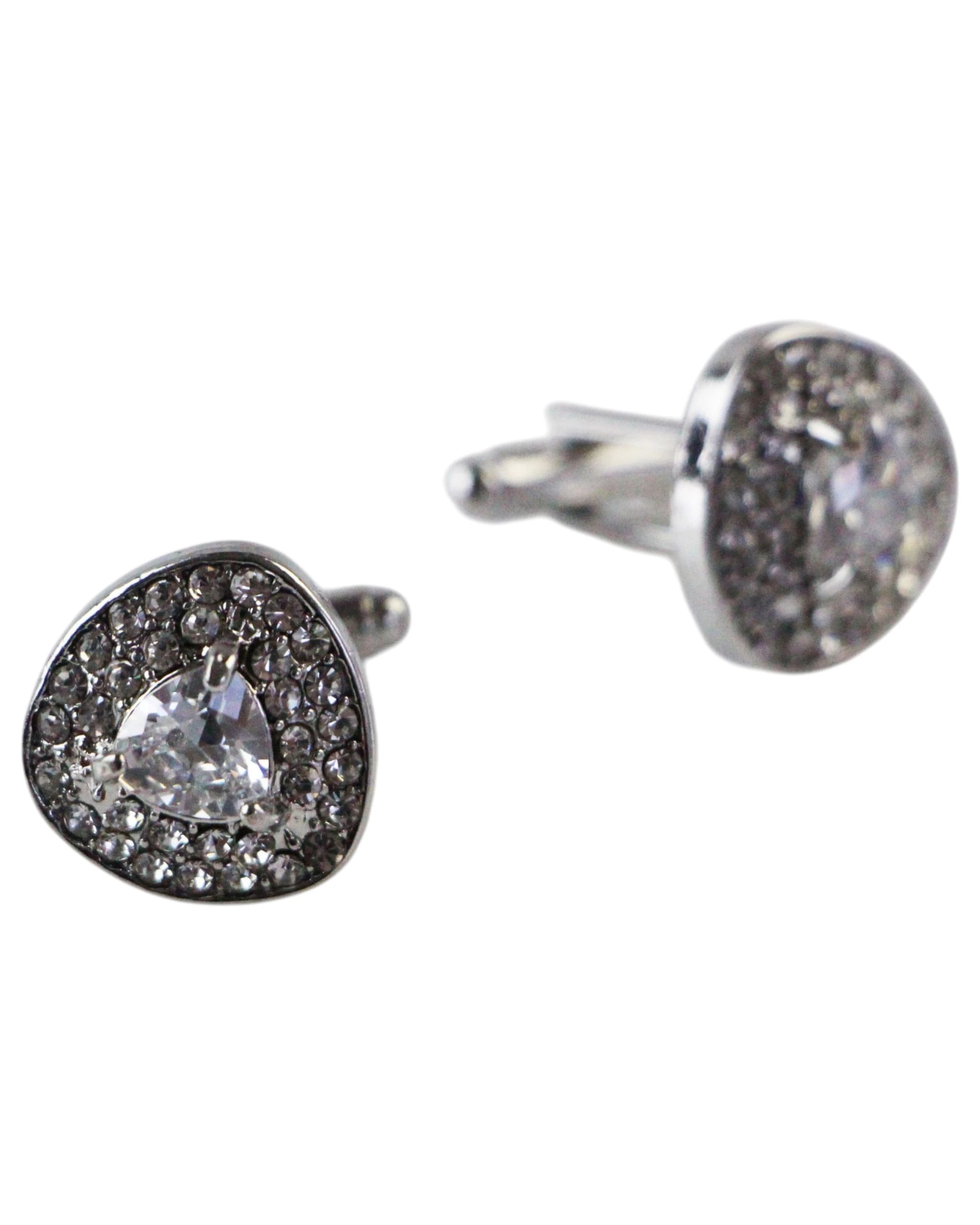 1 Zasel Mens Reuleaux Triangle Double Diamante Cufflinks - Silver - Silver, 1 of 1
