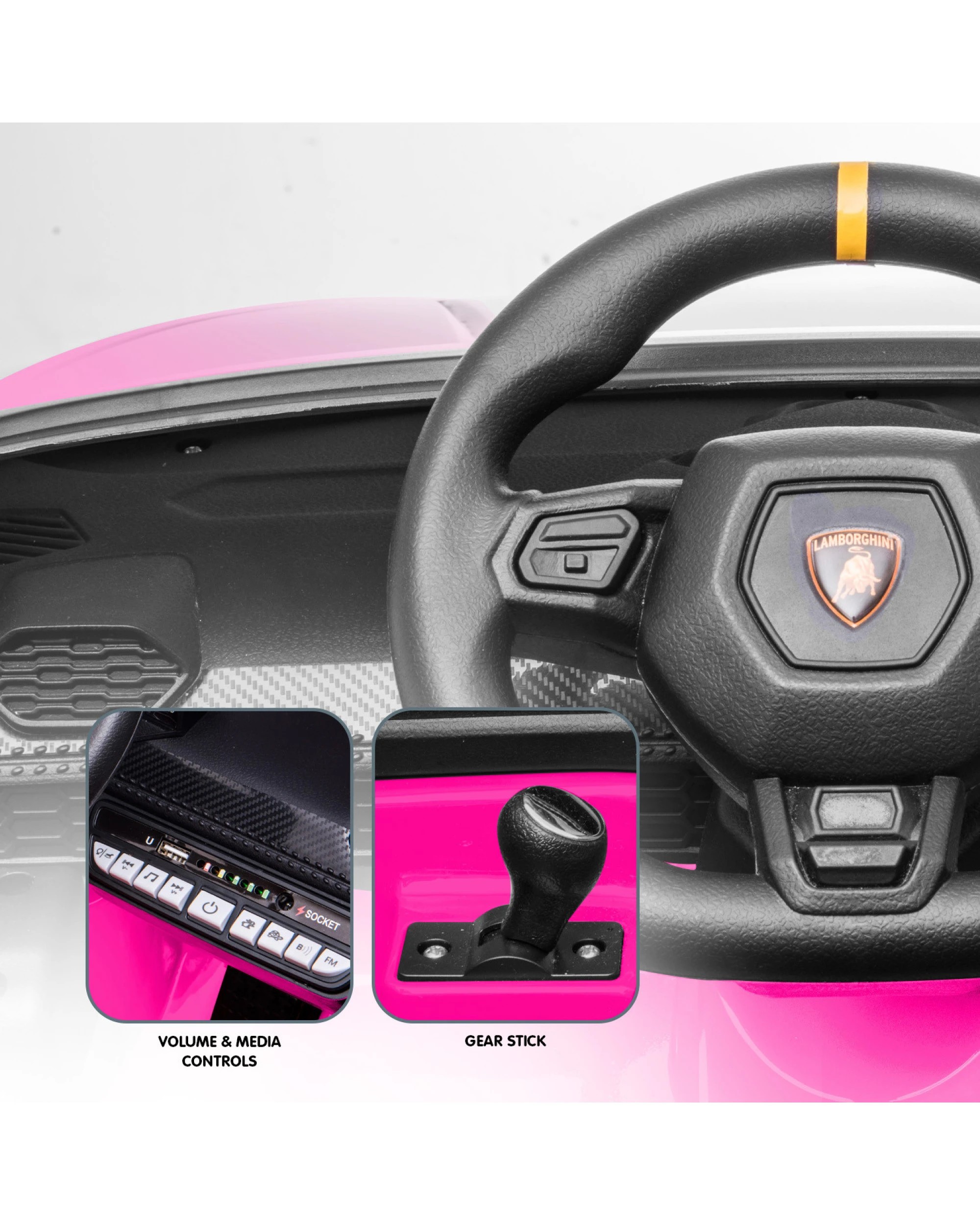 6 Kahuna Lamborghini Performante Kids Electric Ride On Car Remote Control Pink, 6 of 10