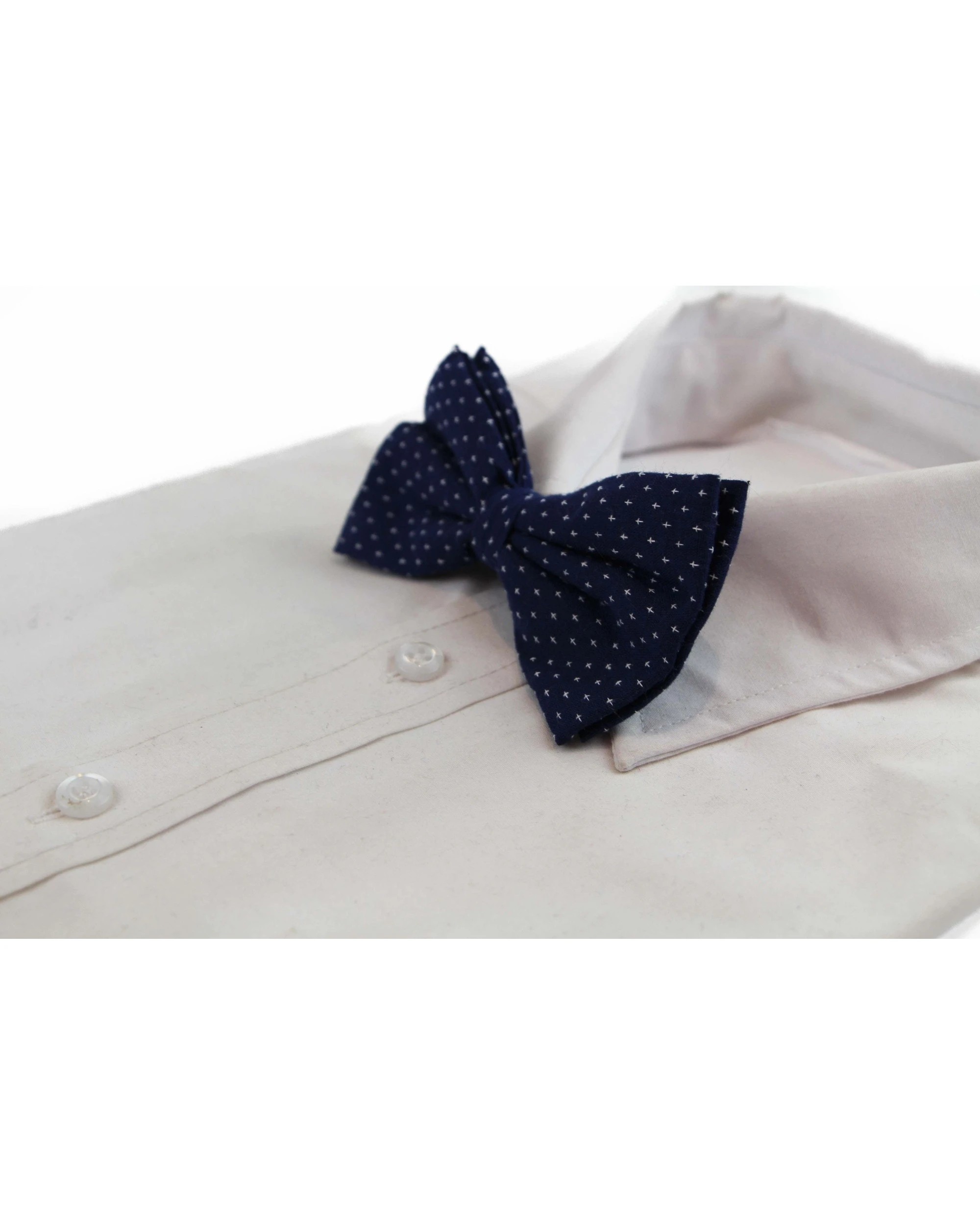 1 Zasel Mens Navy With White Star Cotton Bow Tie, 1 of 2