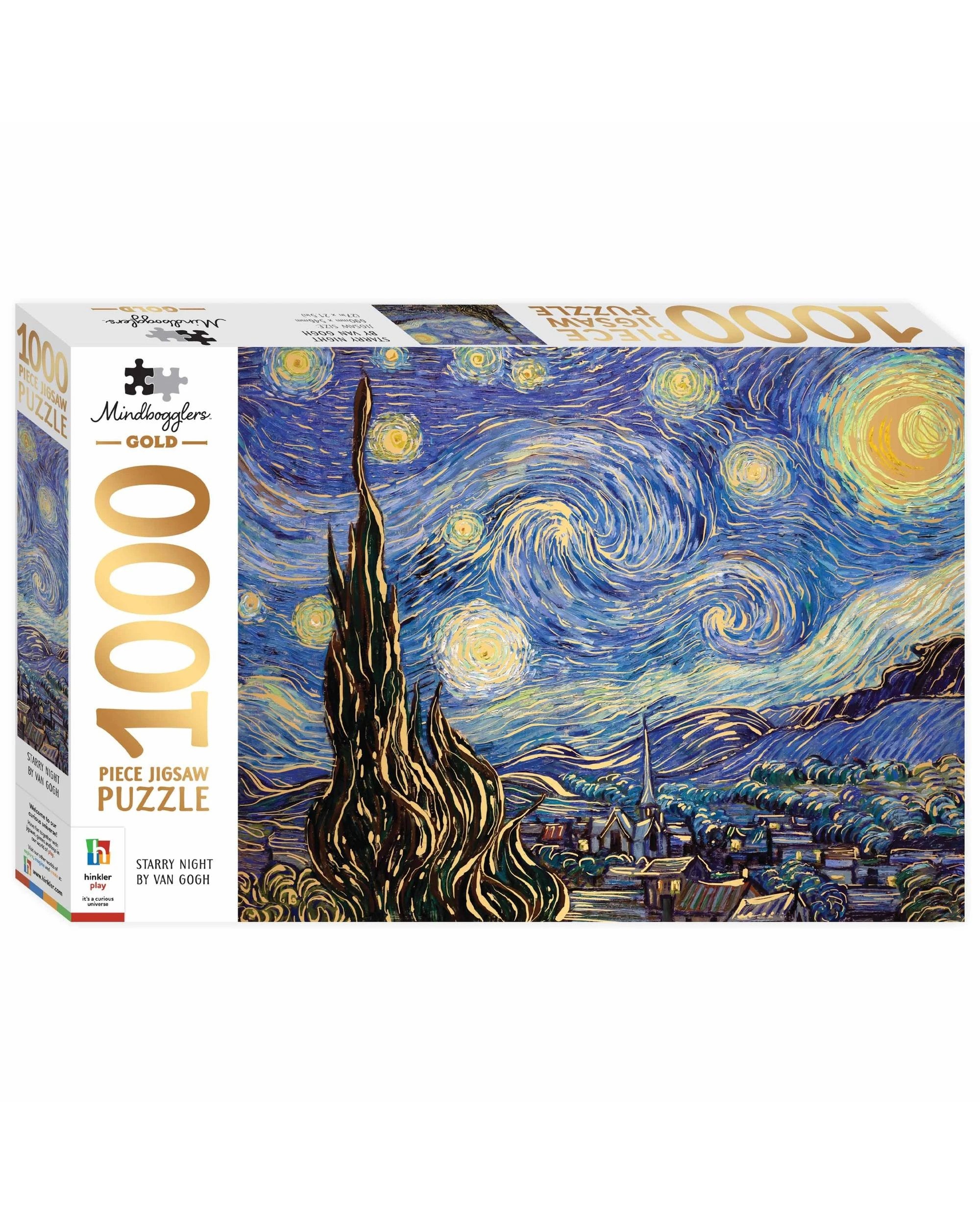 1 Hinkler Mindbogglers Gold Starry Night Van Gogh 1000 Piece Puzzle, 1 of 1