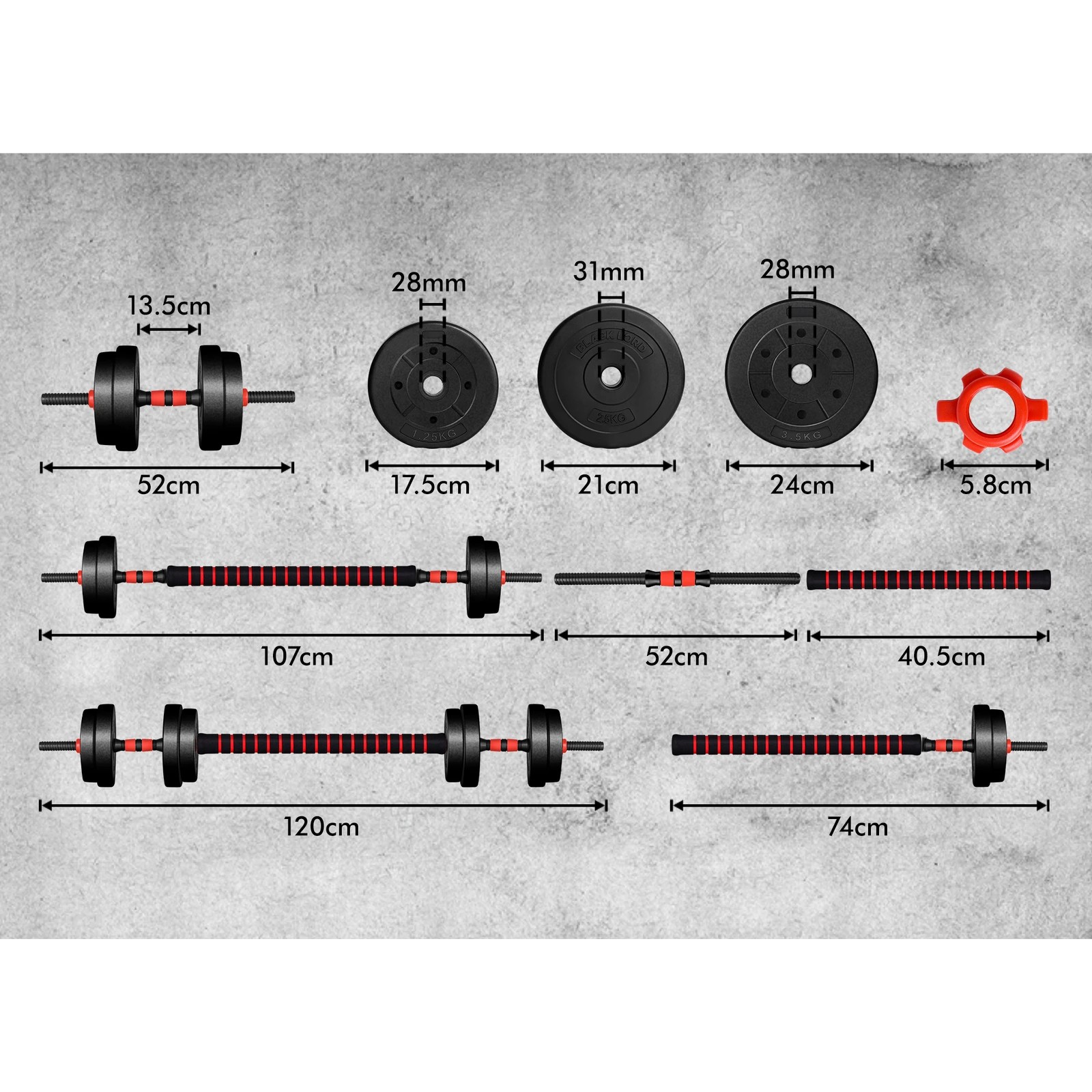 4 Black Lord Dumbbell Set 4in1 Adjustable 40kg, 4 of 8