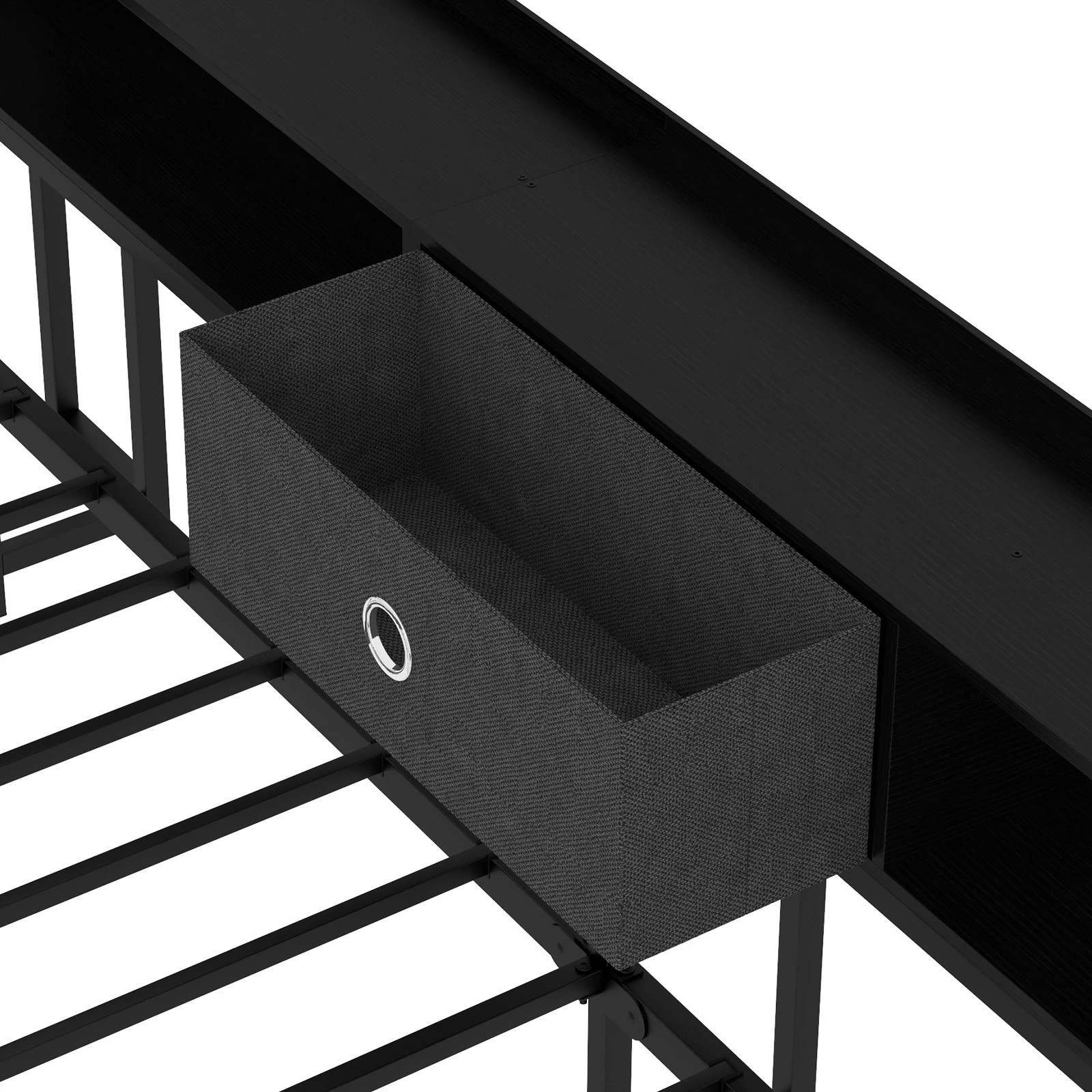 6 Advwin King Single Corner Bed Frame with Storage Drawers, Charging Station and LED Lights - Black, 6 of 10