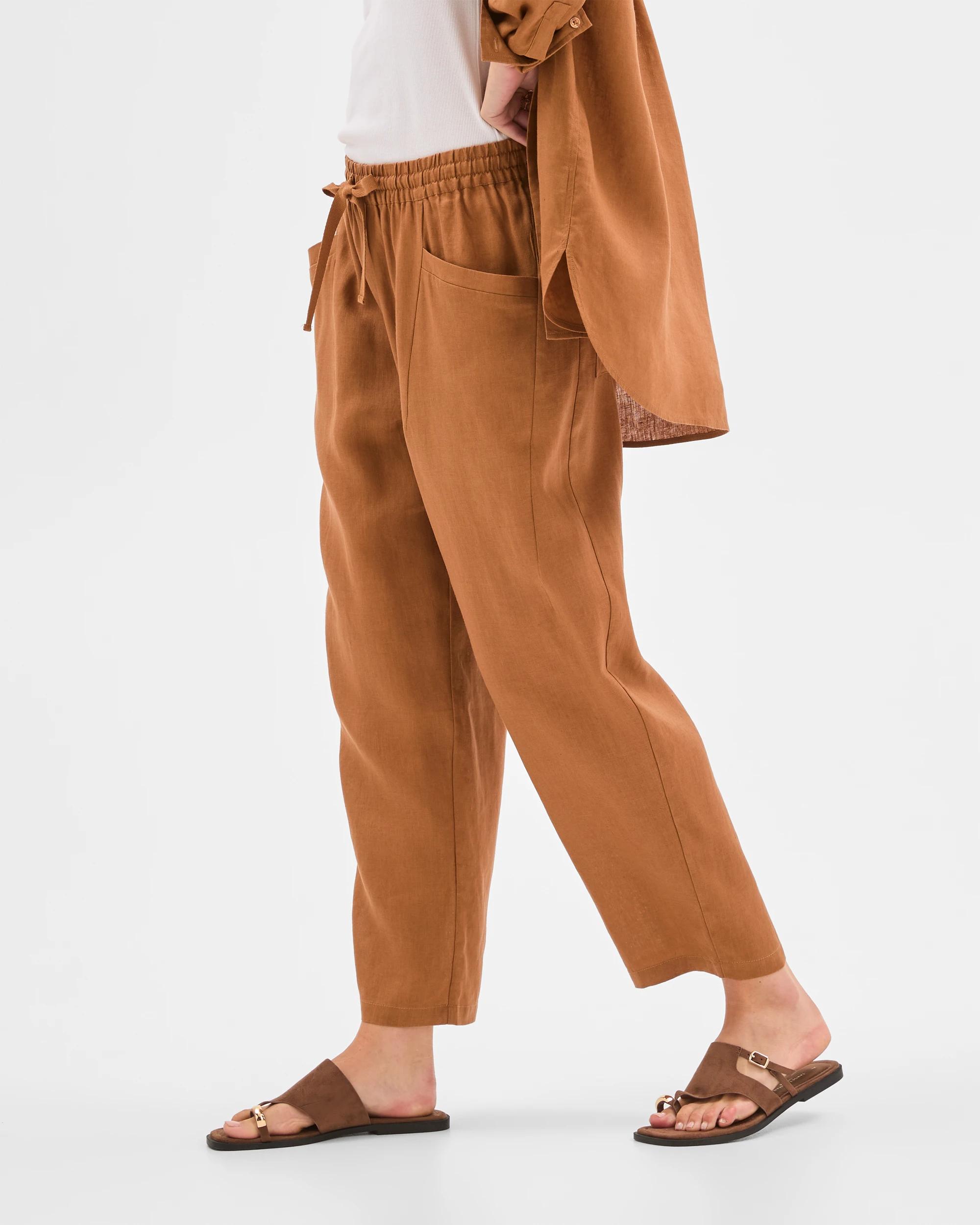 4 Target Woman European Linen Tapered Pants BUTTERSCOTCH, 4 of 5